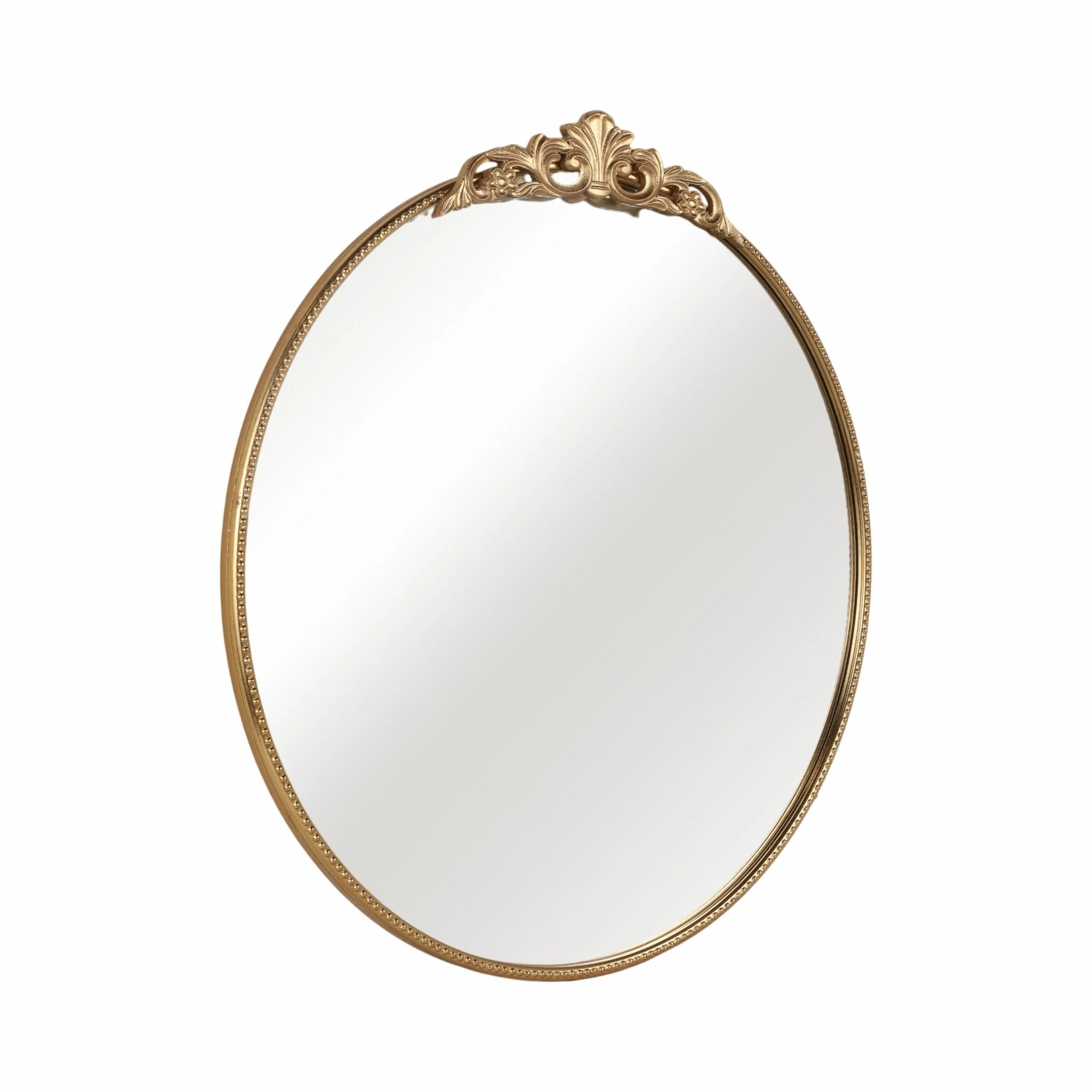 36" Fleur Applique Round Mirror, Gold Wb - Image 2