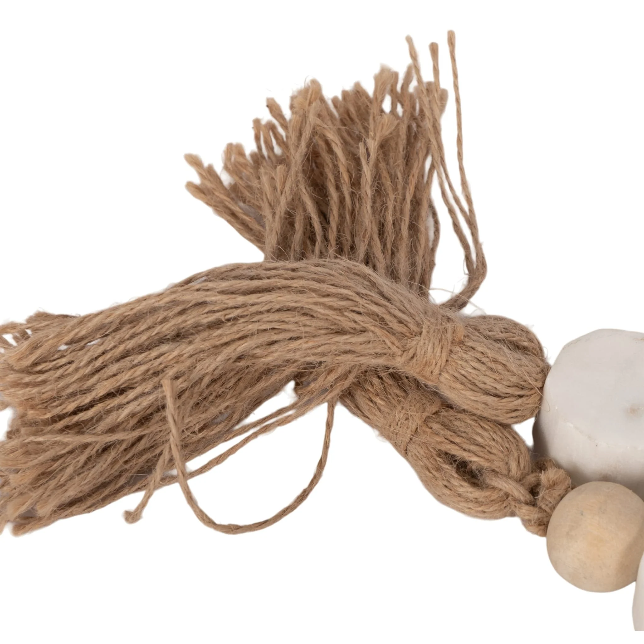36" Marble And Wood Beads Garland, White/natural - Image 4