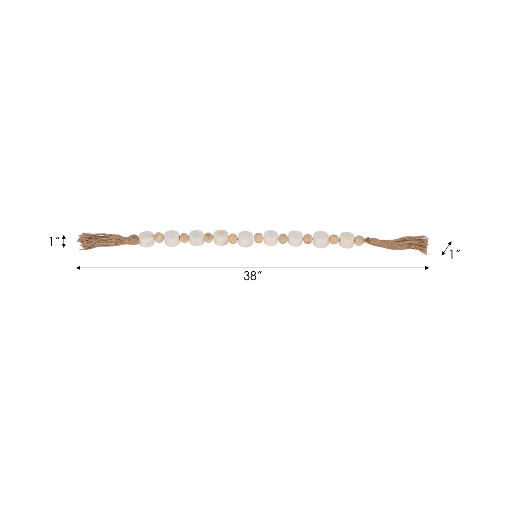 36" Marble And Wood Beads Garland, White/natural - Image 7