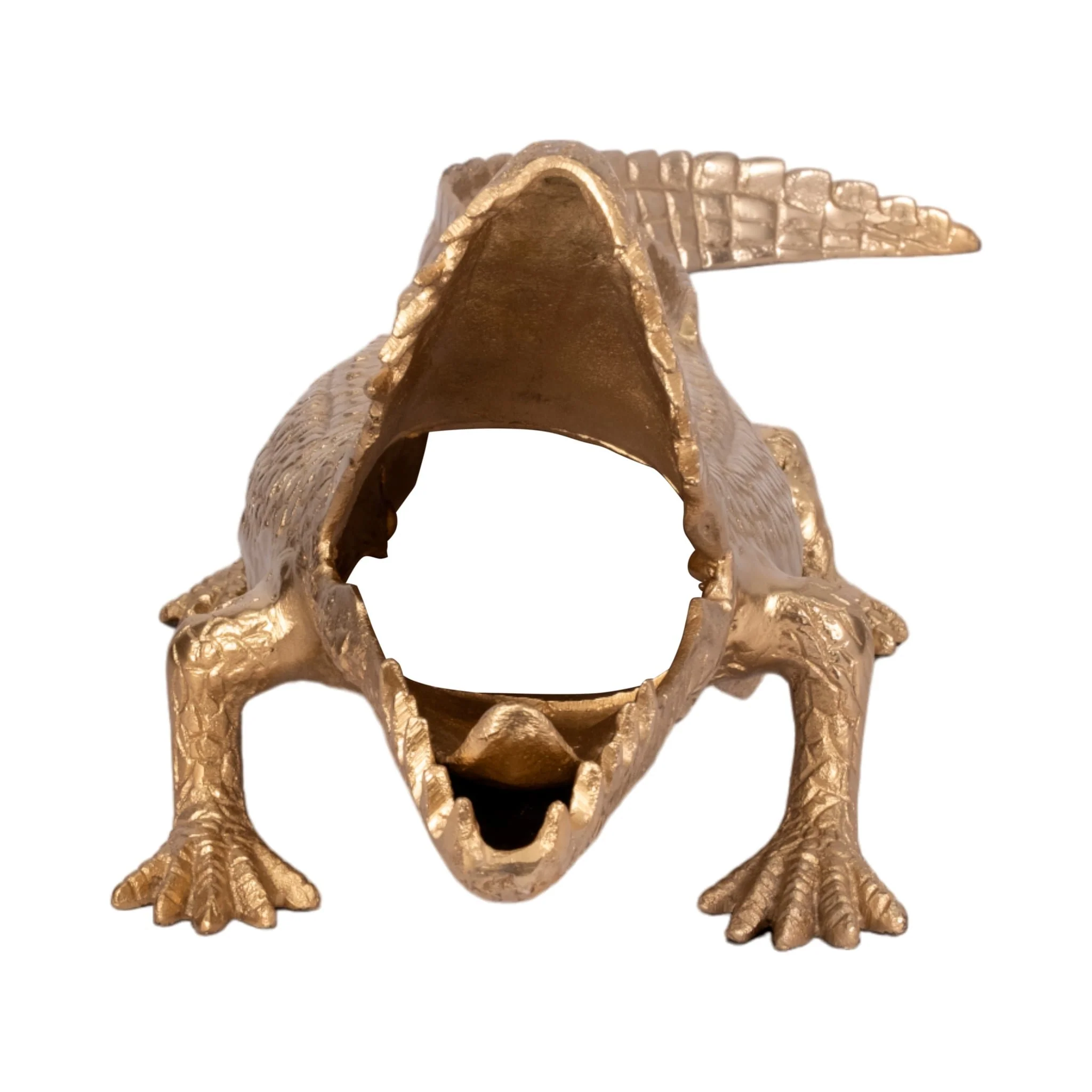 36" Metal Alligator Table Top Decor, Gold - Image 3