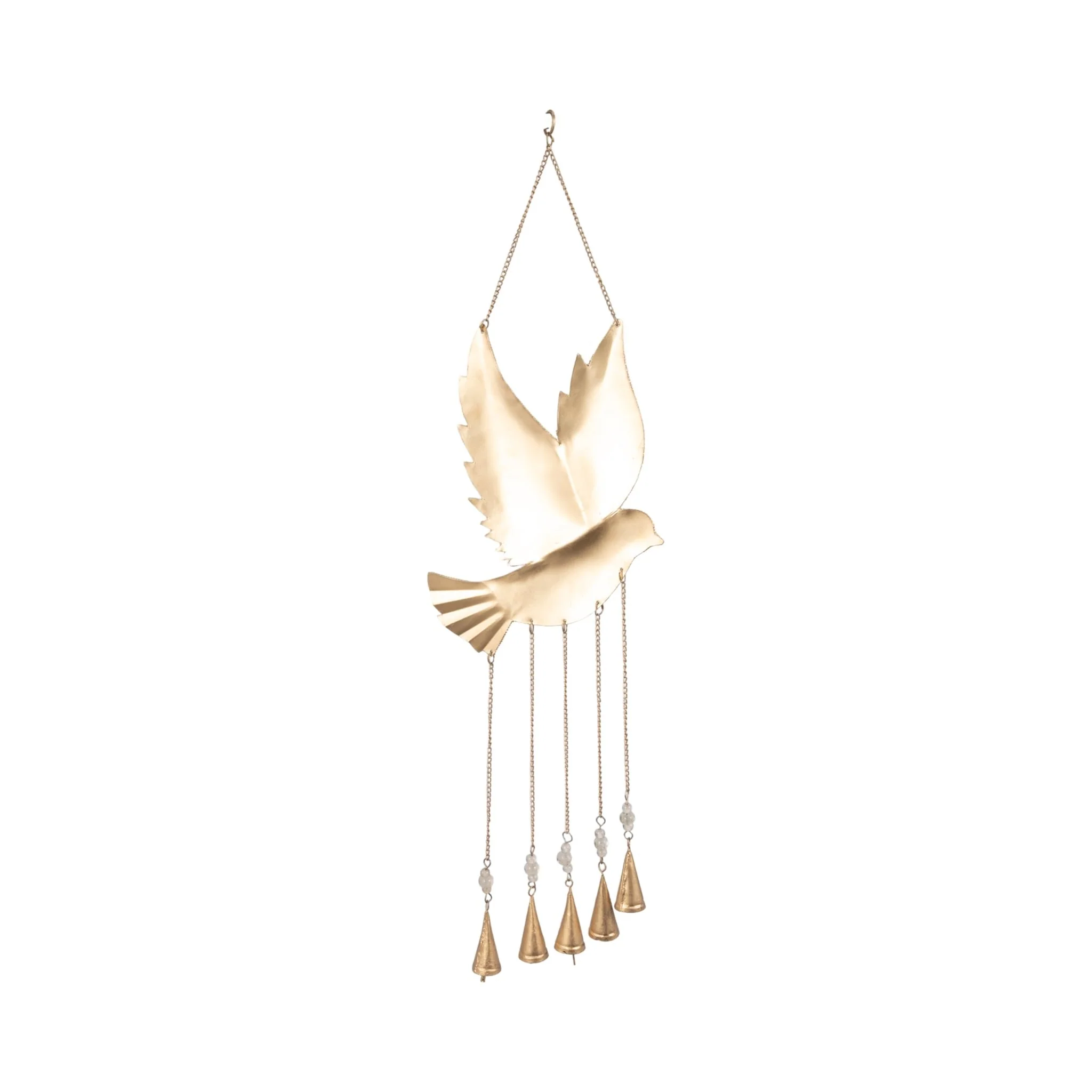36" Mosaic Dove With Bells, Silver/gold - Image 6