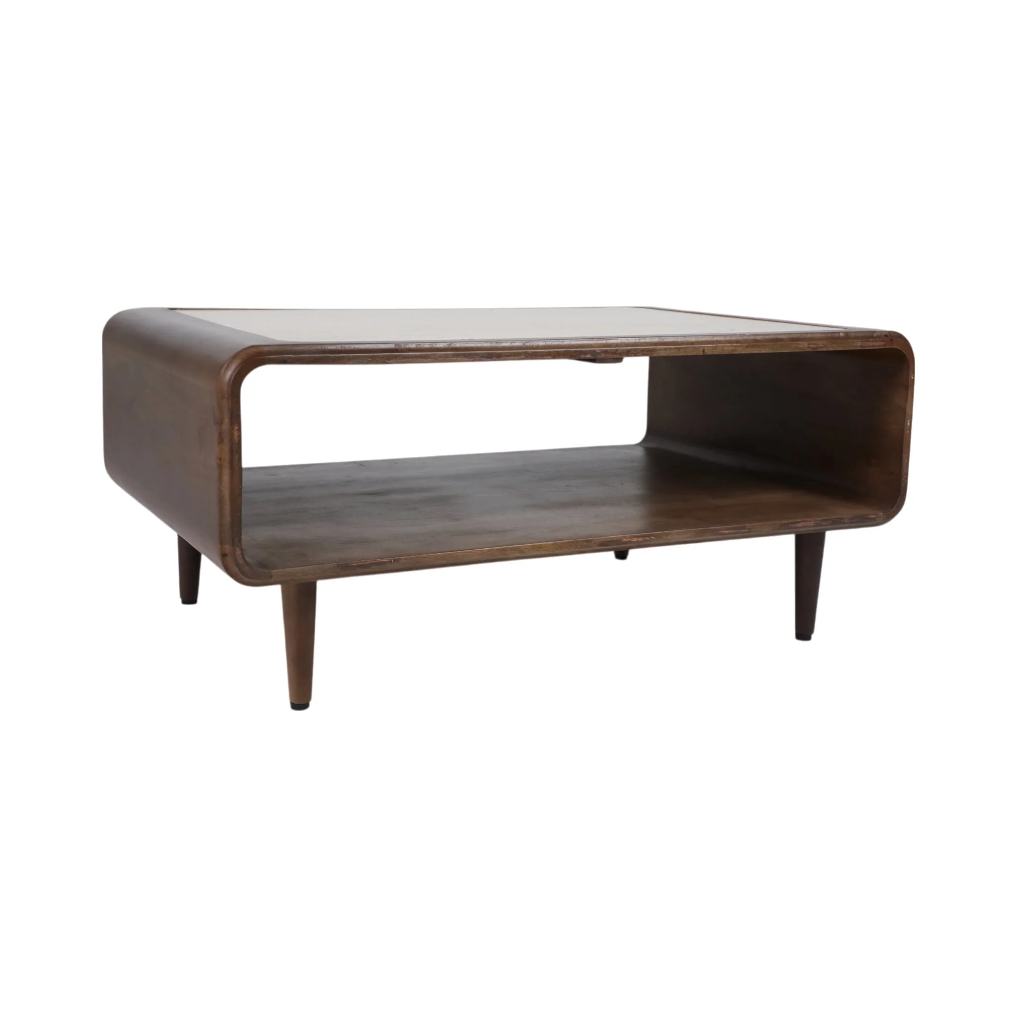 36x24" Travertine Inlay Coffee Table, Brown - Image 2