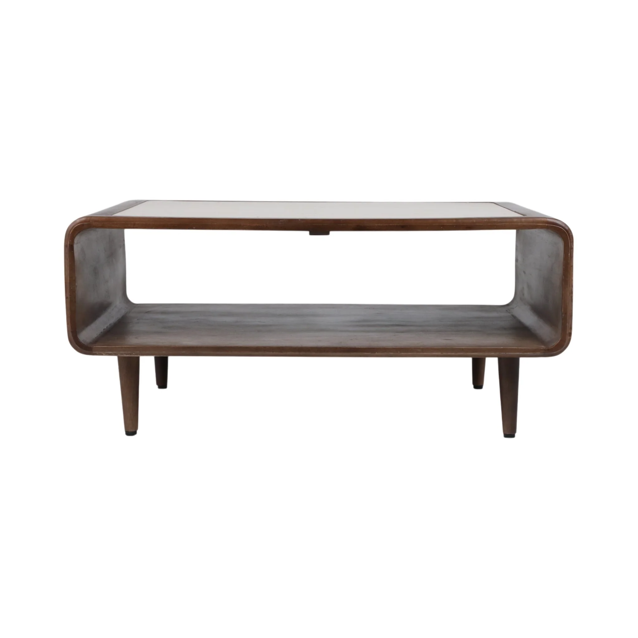 36x24" Travertine Inlay Coffee Table, Brown - Image 4