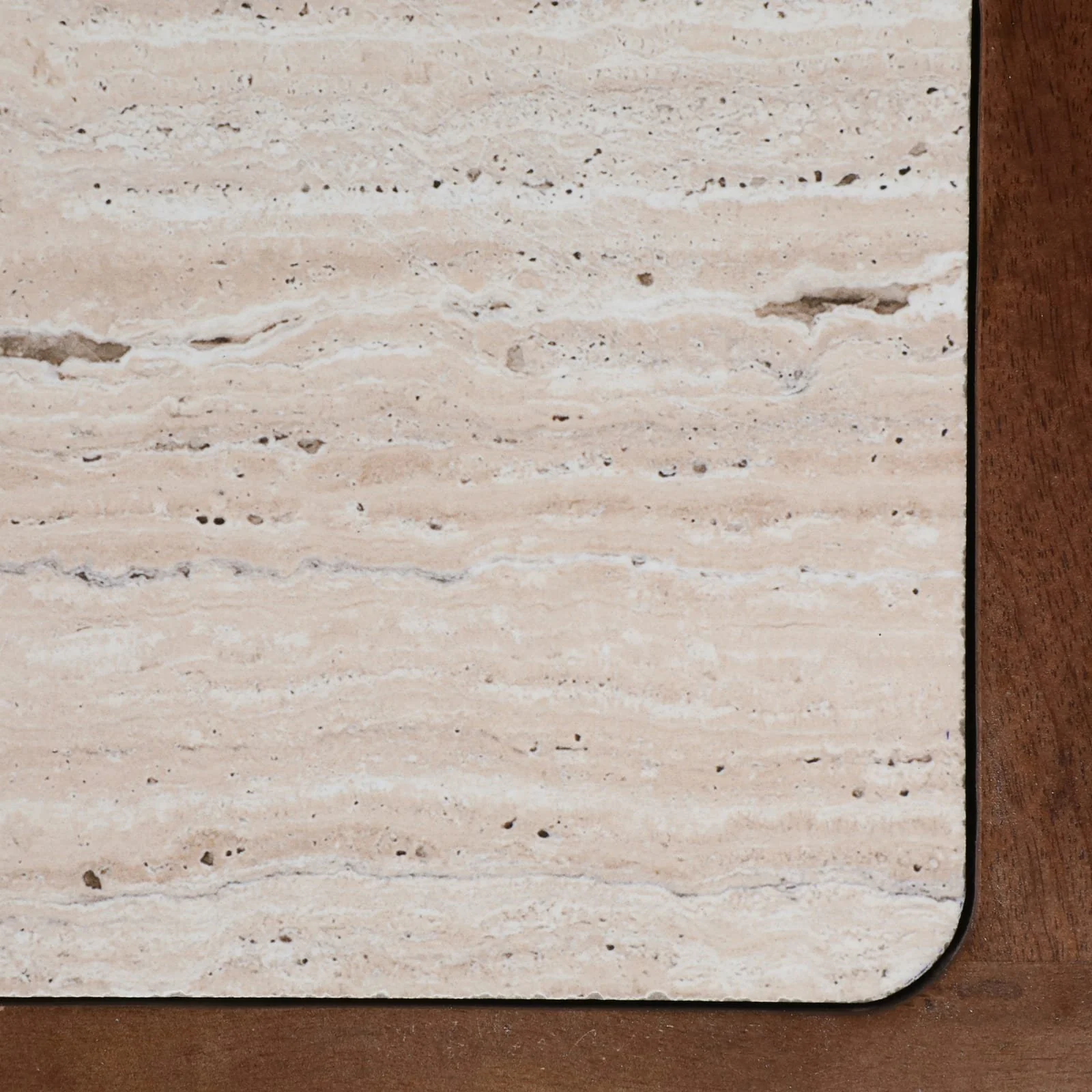 36x24" Travertine Inlay Coffee Table, Brown - Image 7