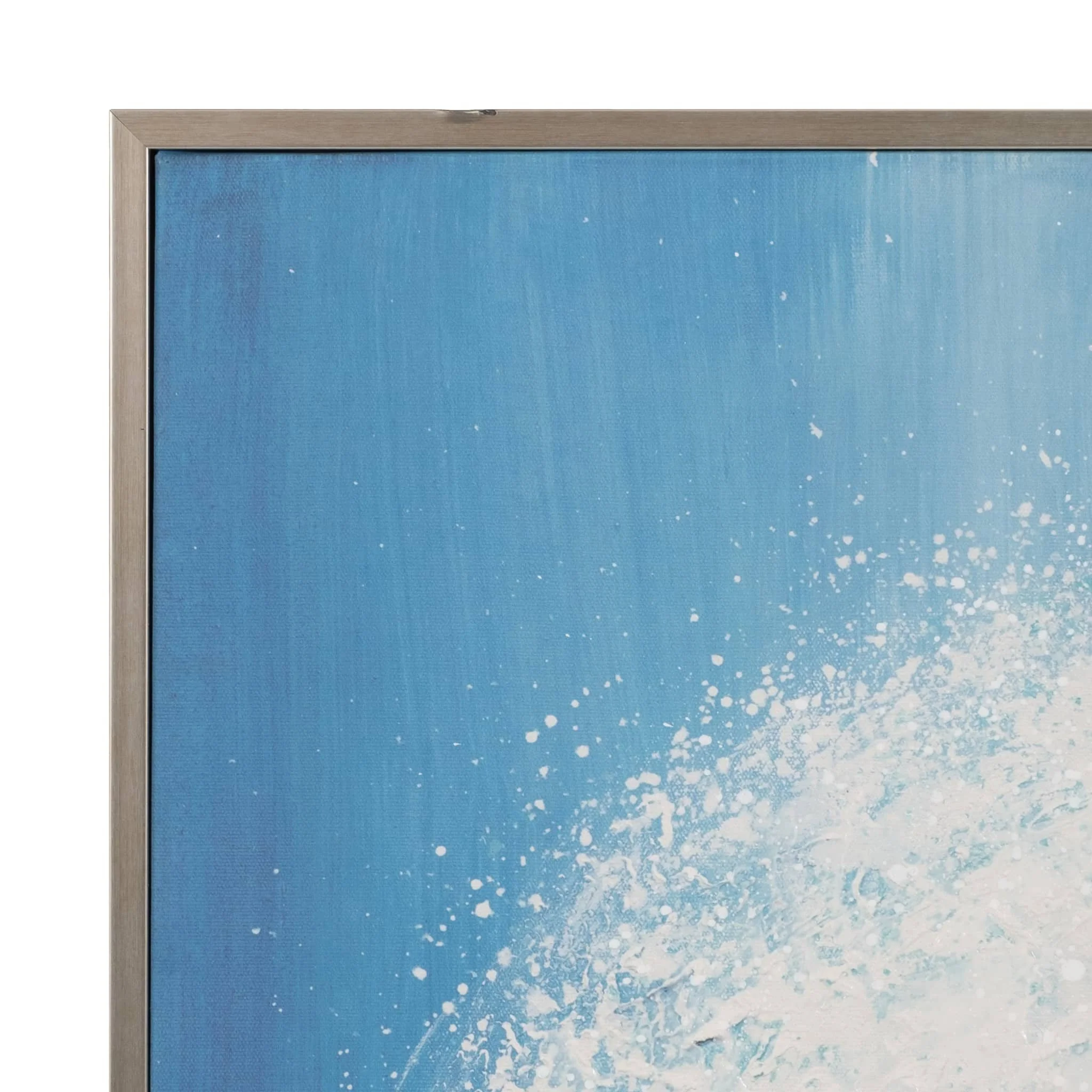 36x48 Handpainted Waves Canvas, Aqua - Image 4