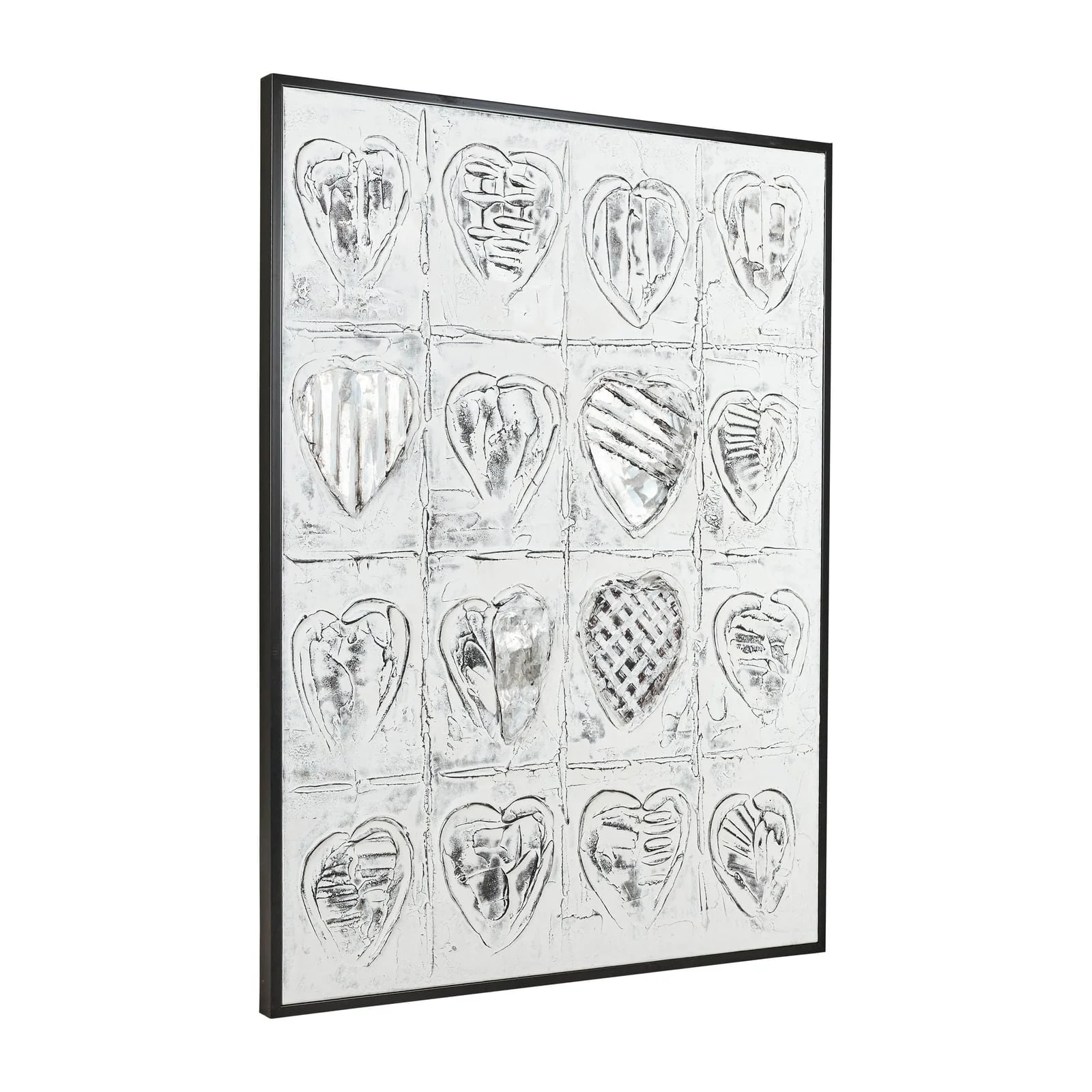 36x48 Hearts Hand Painted Canvas, Gray - Image 2