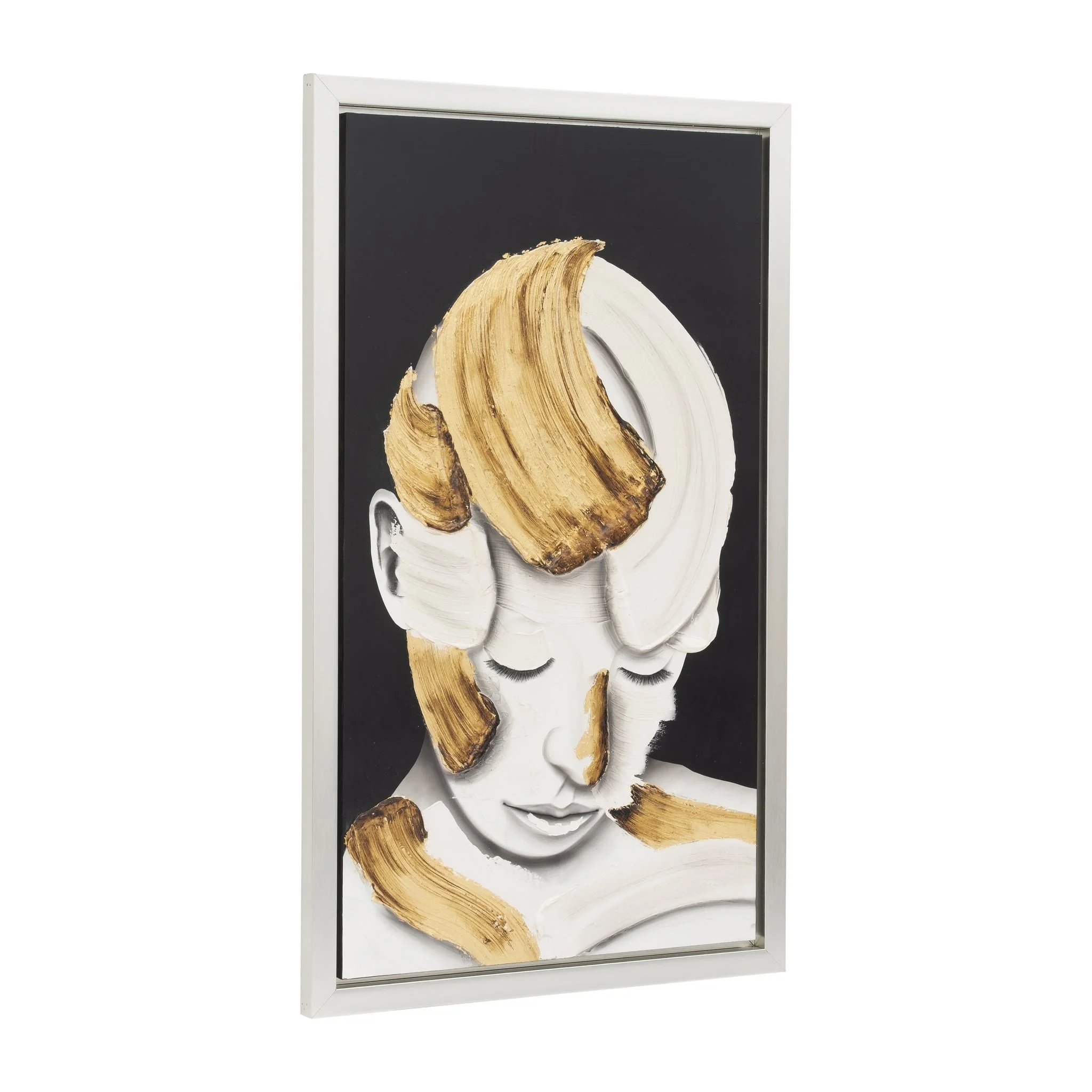 36x59, Hand Painted Deep Thought, Wht/gld - Image 2