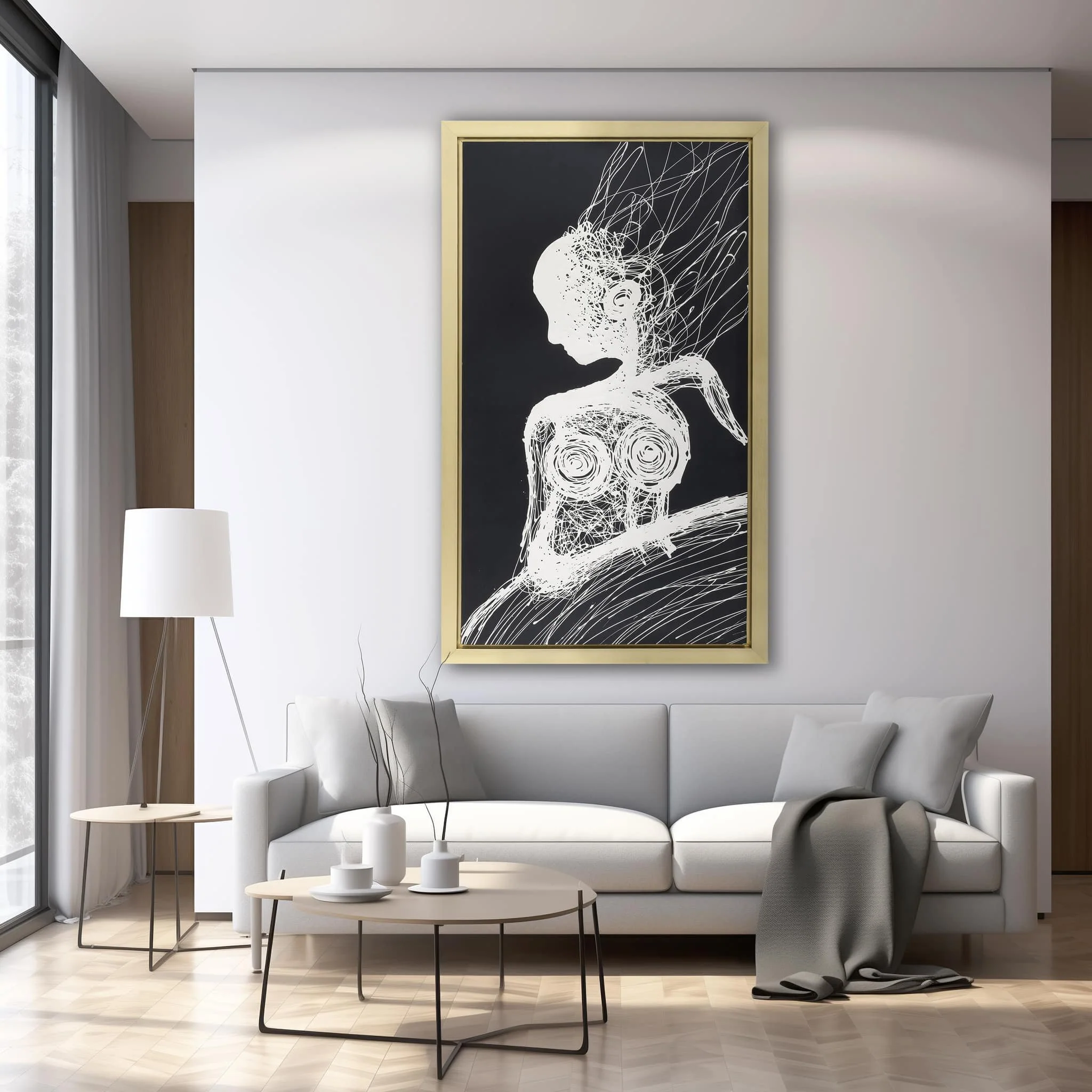 36x59, Hand Painted Woman Soul, Wht/blk - Image 10