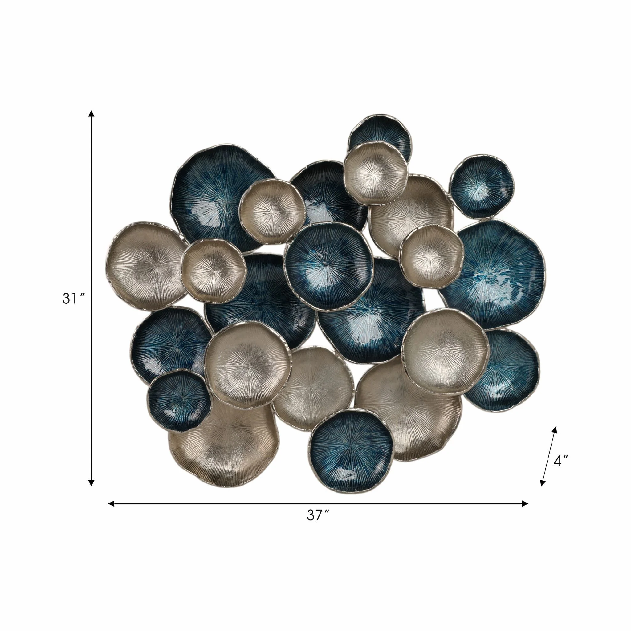 37x31 Metal Multi Disc Wall Decor, Blue/silver - Image 7