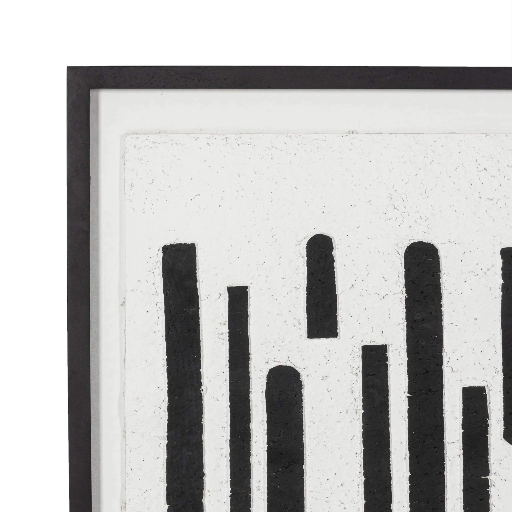 37x48" Paper Mache Wall Art Under Glass, Black/whi - Image 4