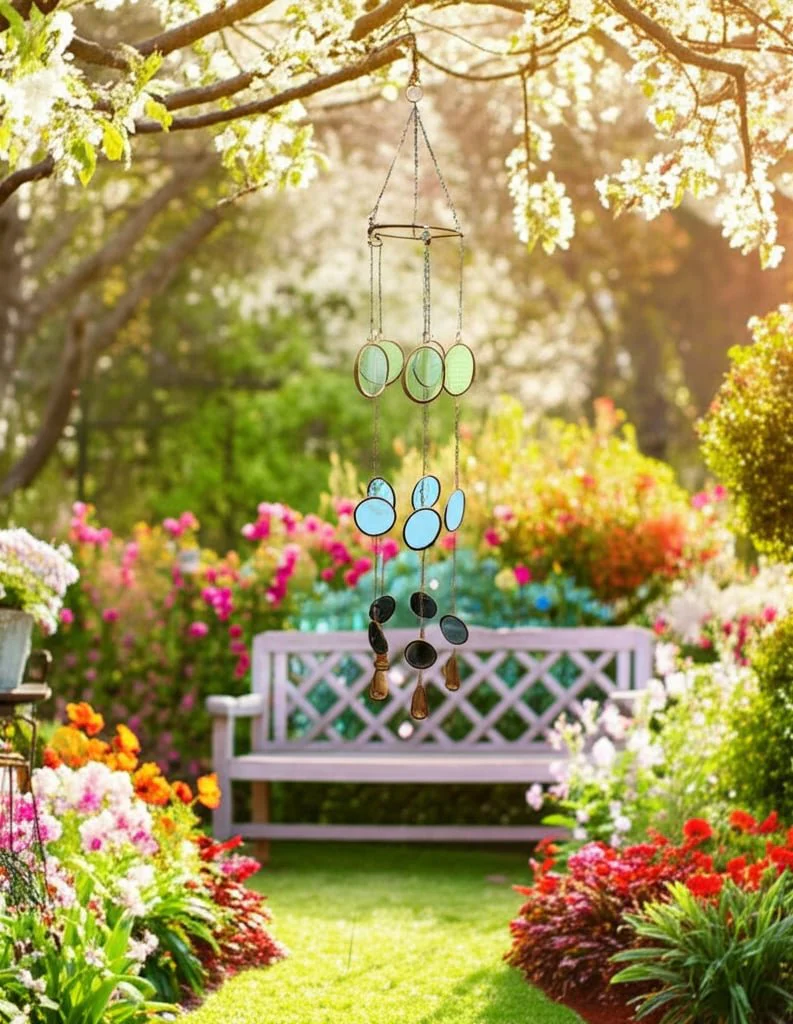 37x6" Modern Glass Discs Chime, Blue/green - Image 13
