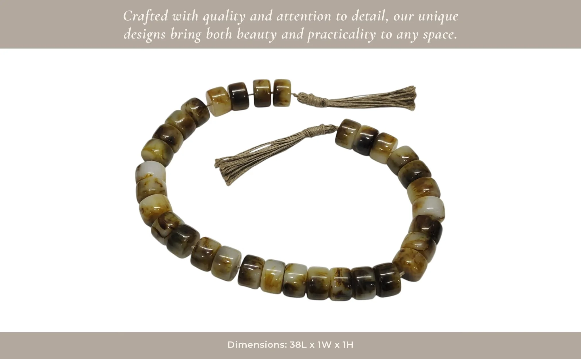 38" Cylinder 1" Resin Beaded Garland, Brown - Image 12