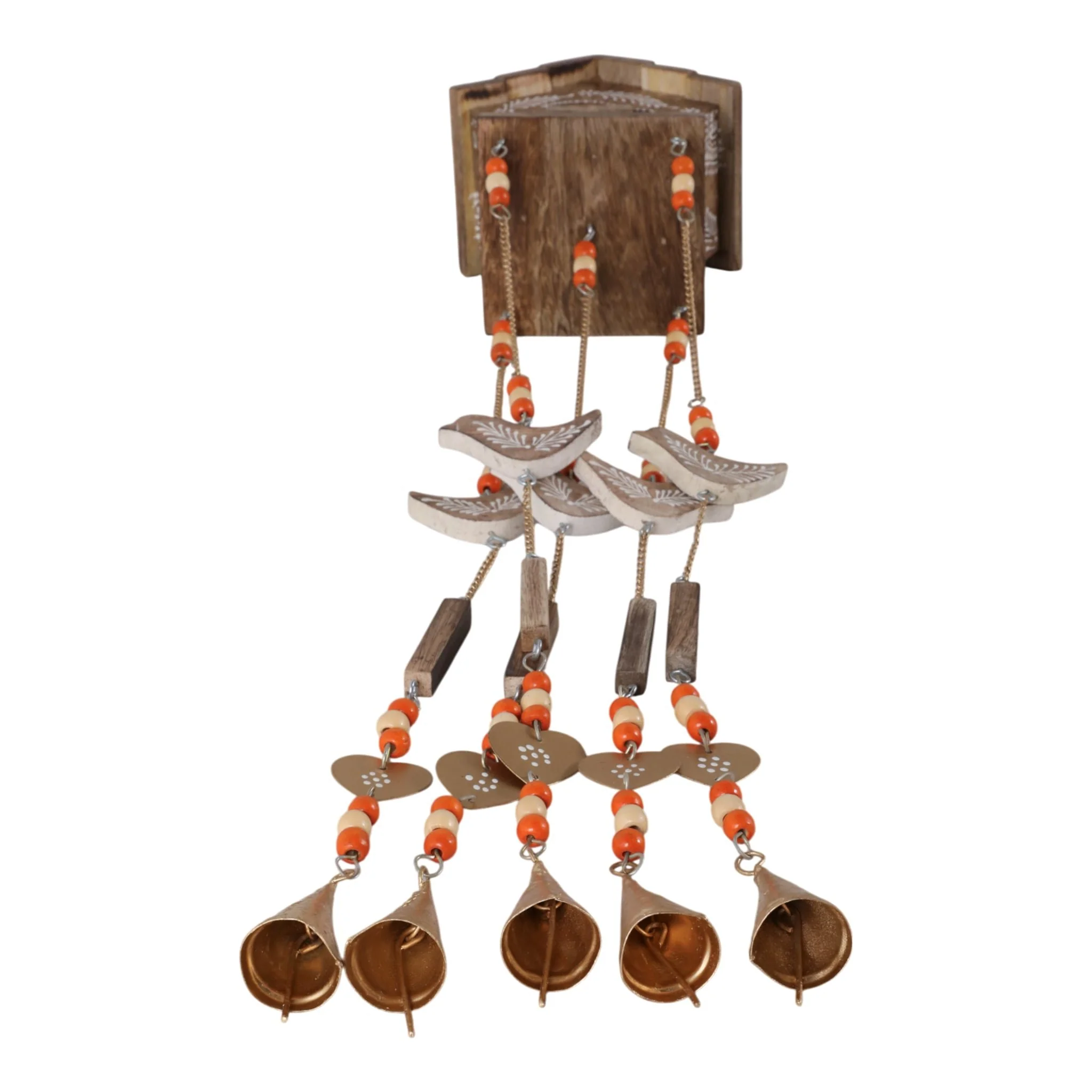 38x7" Hand Painted Birdhouse Chime, Brown - Image 8