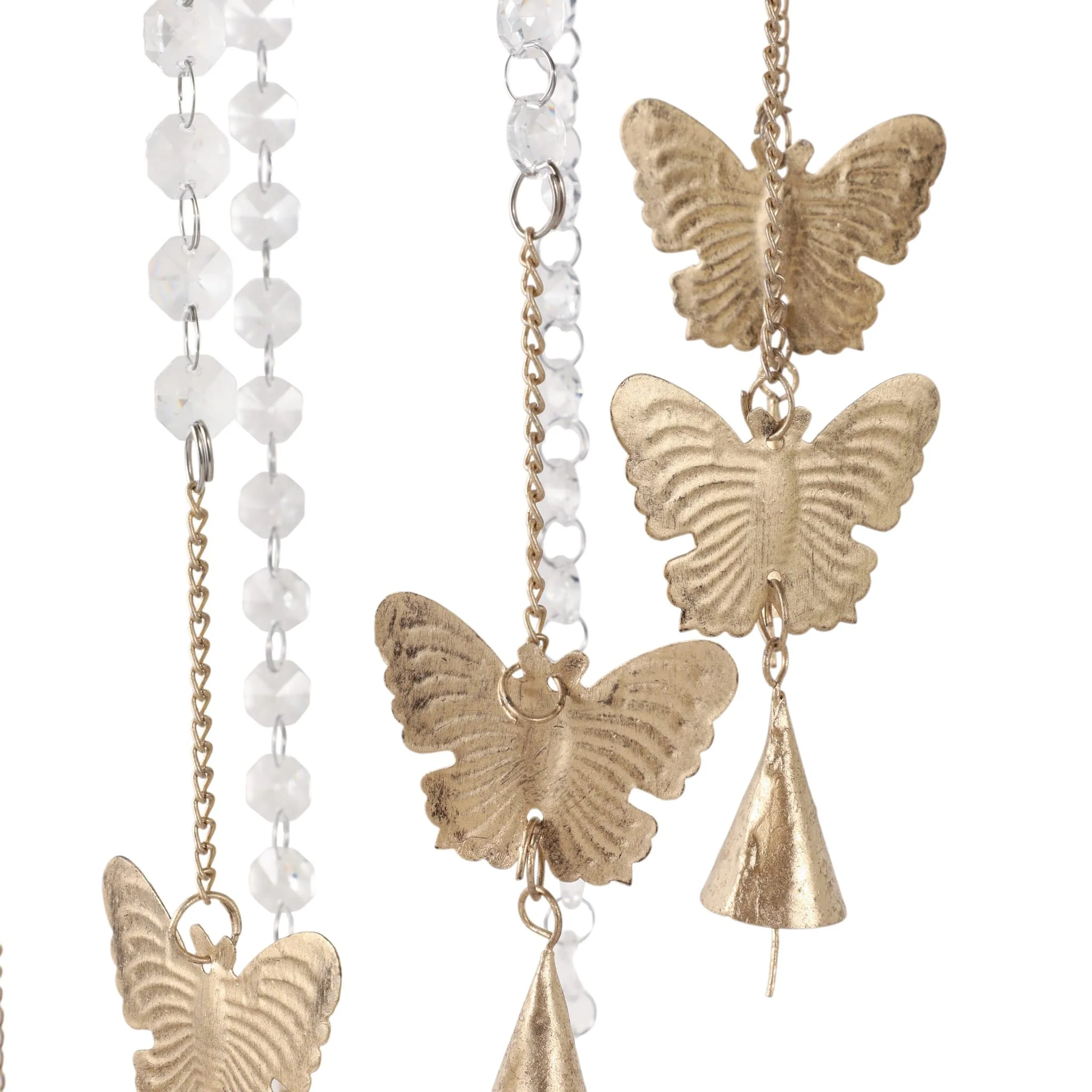 38x8" Butterflies And Crystals Chime, Clear/gold - Image 4