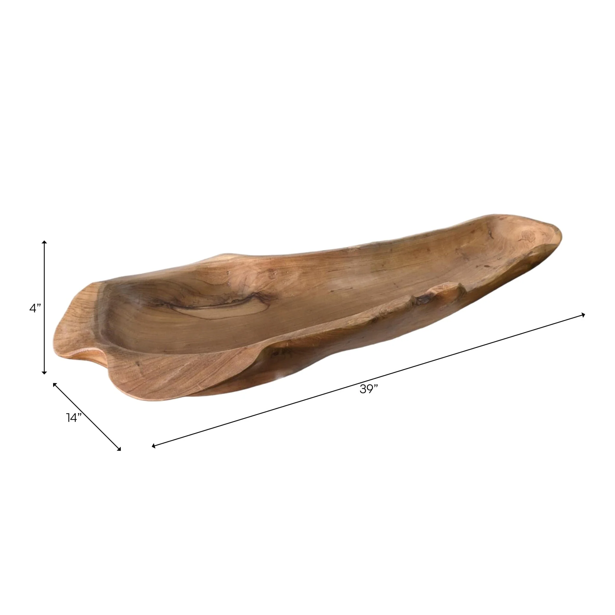 39" Teak Wood Long Bowl, Natural - Image 8
