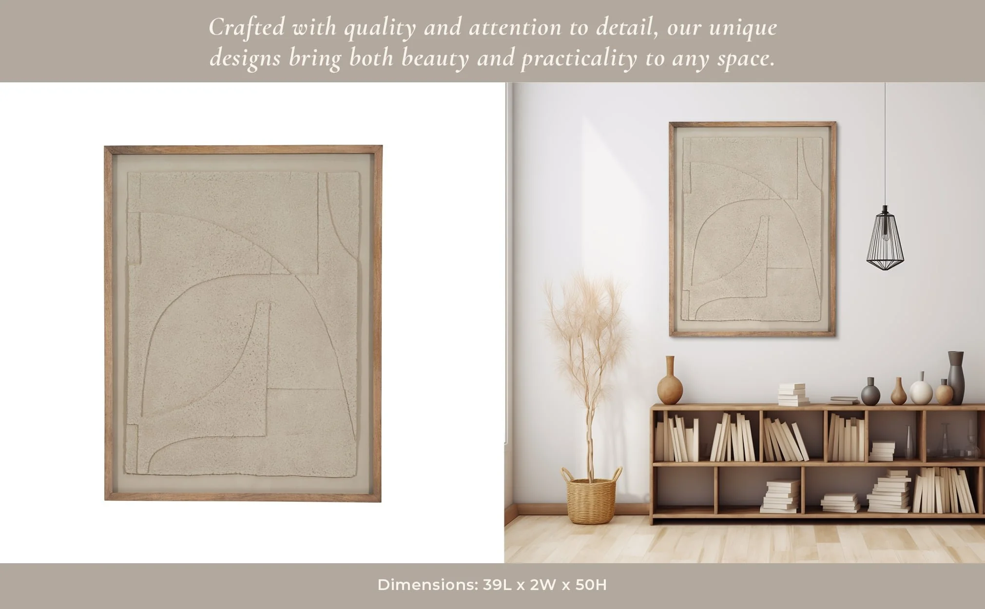 39x50 Paper Mache Wall Art Framed Glass, Off-white - Image 12