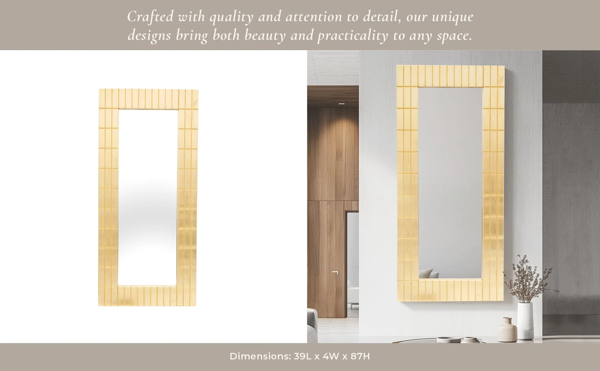 39x87, Gold Bars Rectangular Mirror - Image 11