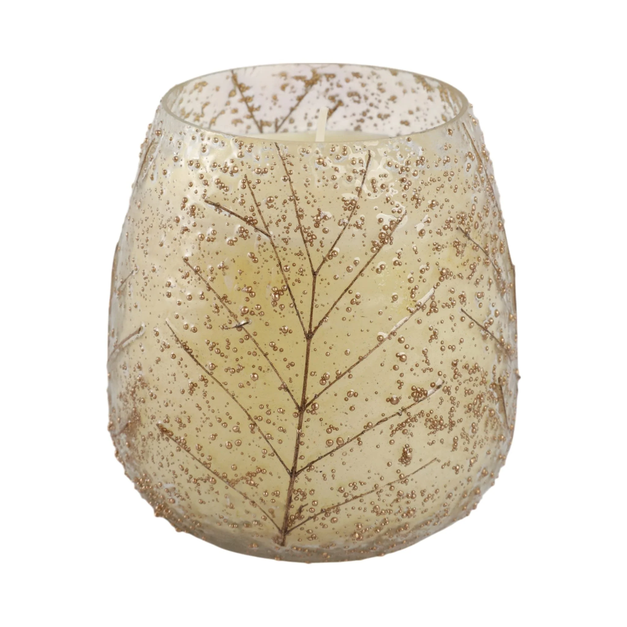 4" 12 Oz Cinnamon Textured Leaf Candle, Br - Image 4