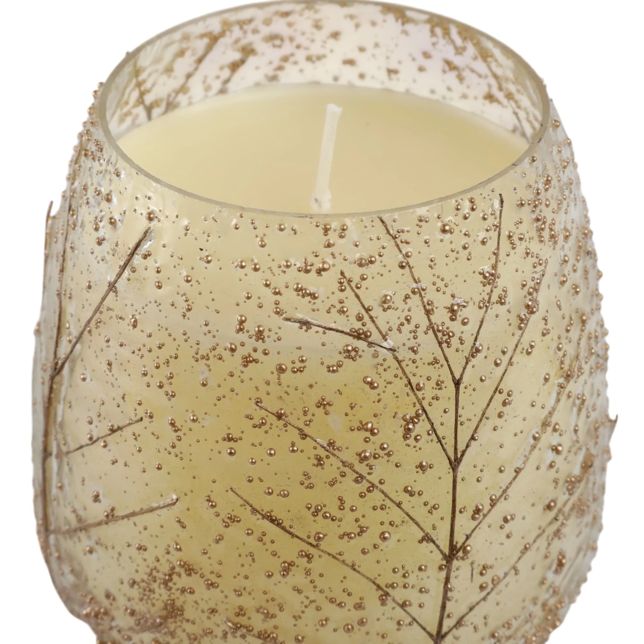 4" 12 Oz Cinnamon Textured Leaf Candle, Br - Image 5