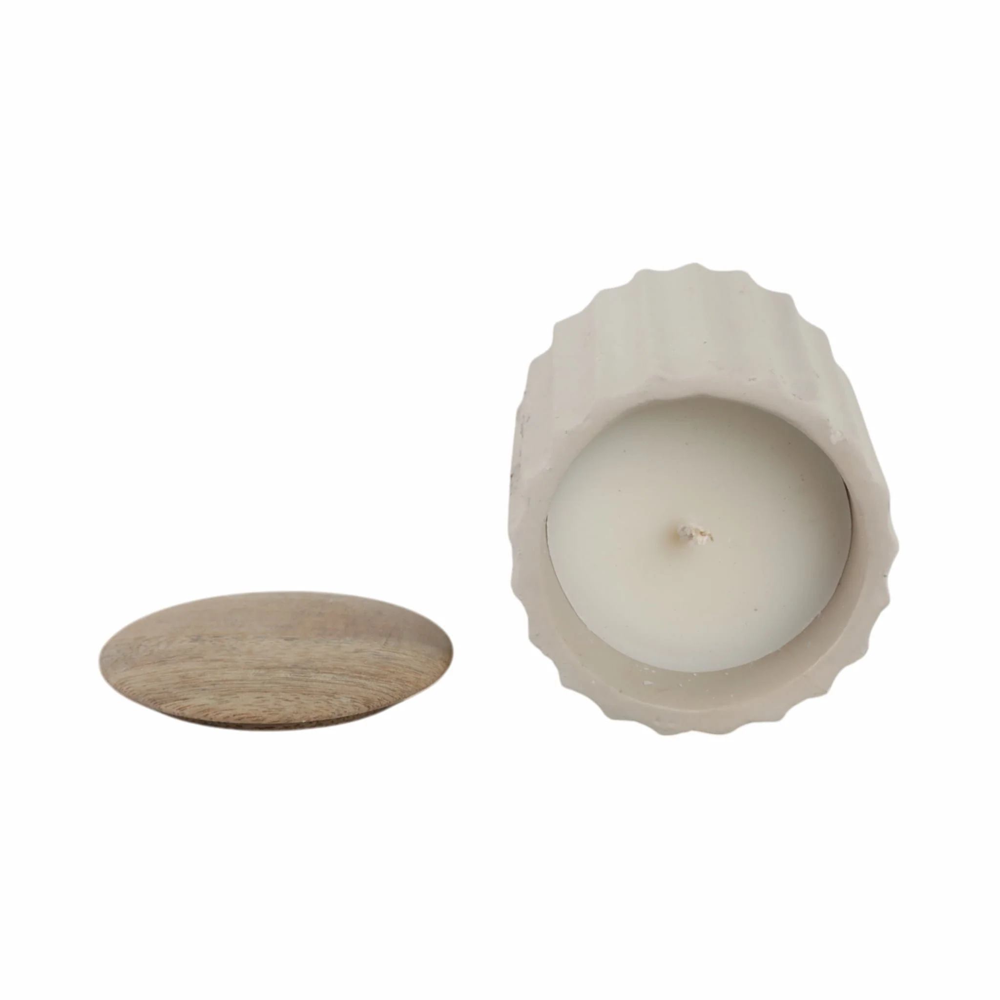 4" 6 Oz Euclyptus & Sage Ridged Cndle W/lid, Cream - Image 5
