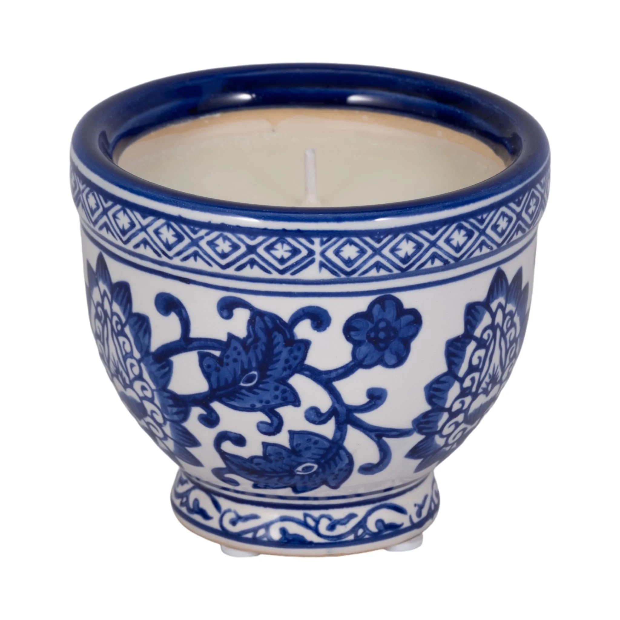 4", 6oz Bowl Chinoiserie Candle, Blue/white - Image 2