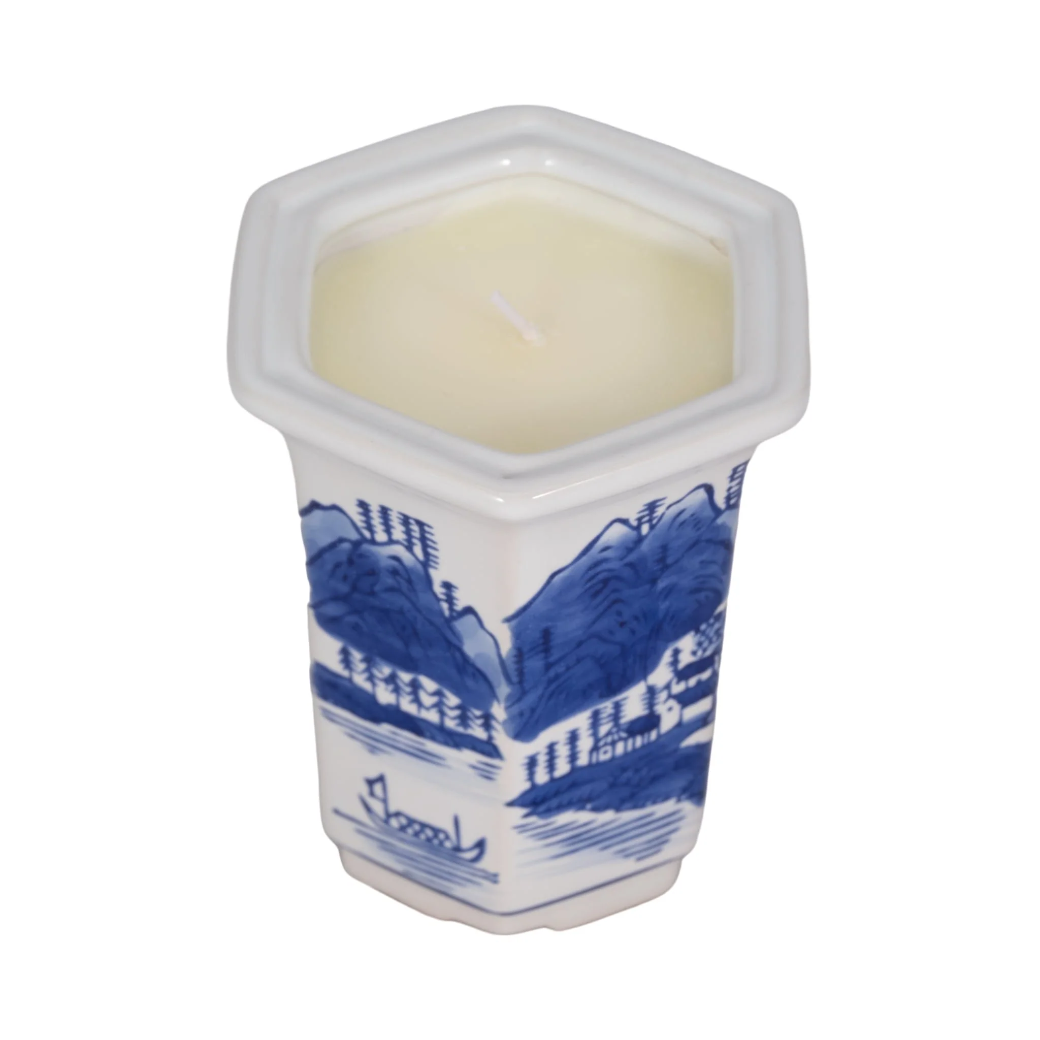 4", 6oz  Chinoiserie Candle , Blue/white - Image 4