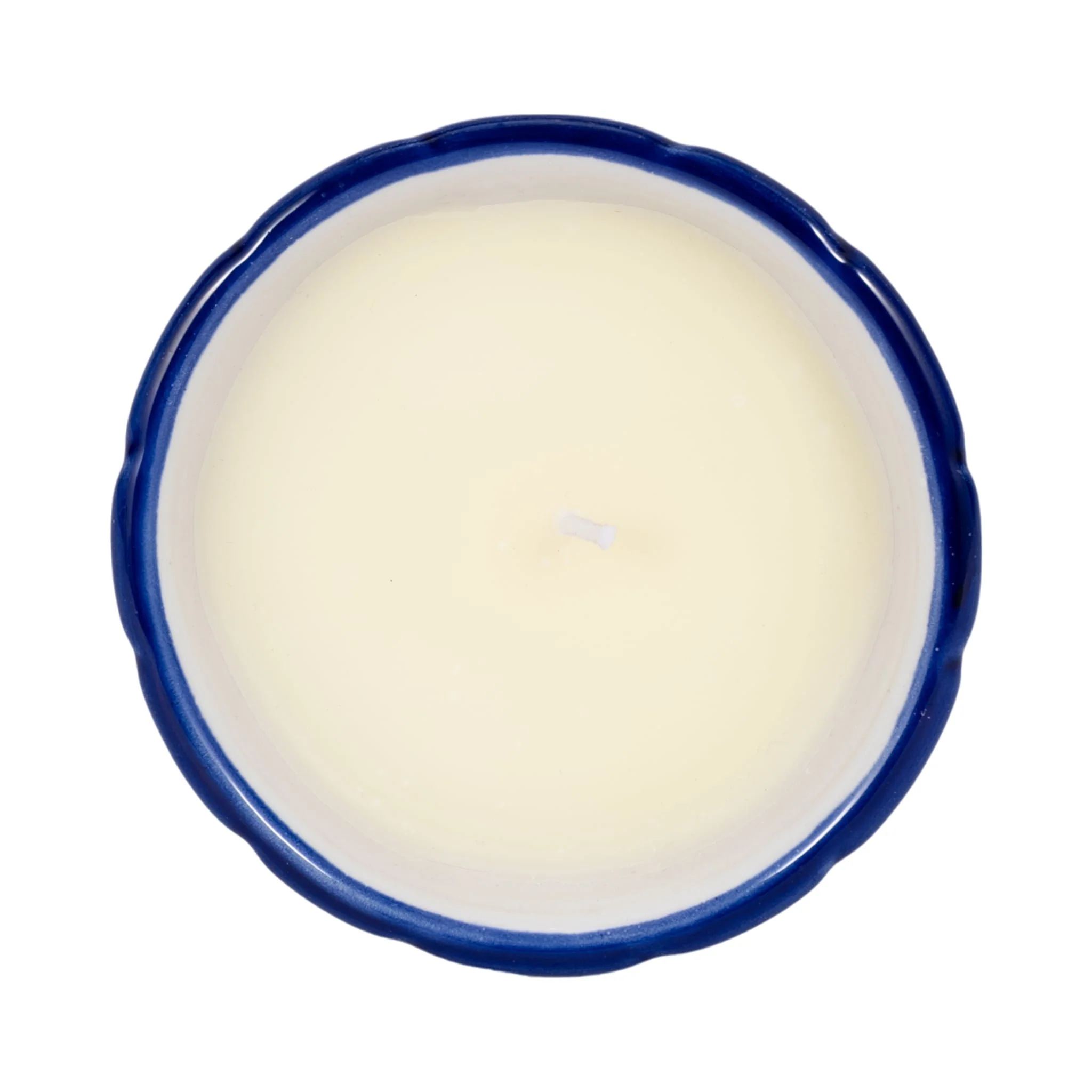 4", 6oz Fluted Chinoiserie Candle , Blue/white - Image 6