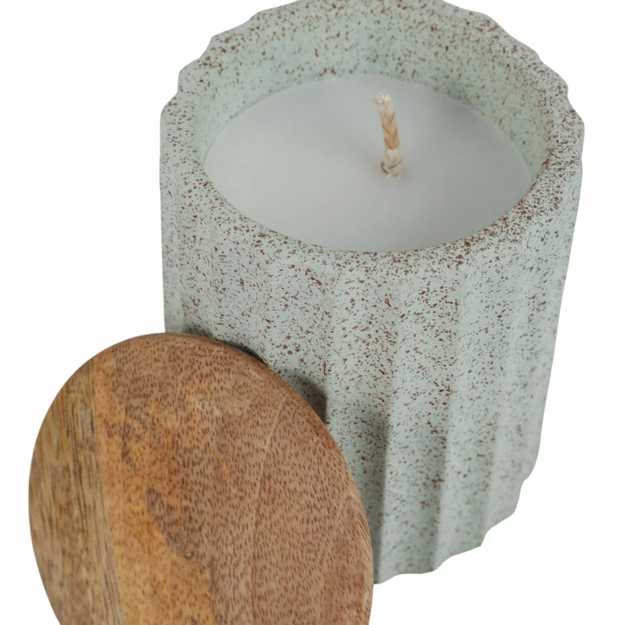 4" 6oz Wild Jasmine & Daisy Rdged Cndle W/lid,blu - Image 4