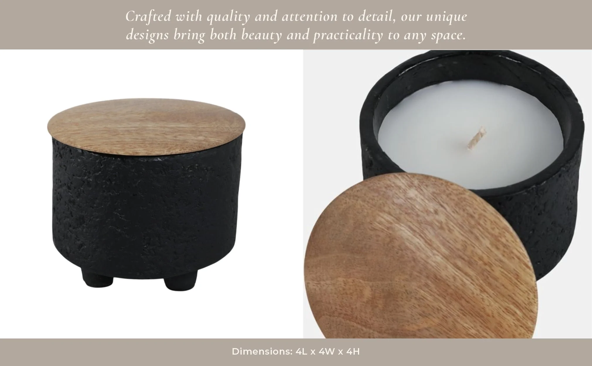 4" 7 Oz Balsam & Myrrh Footed Candle With Lid, Blk - Image 10