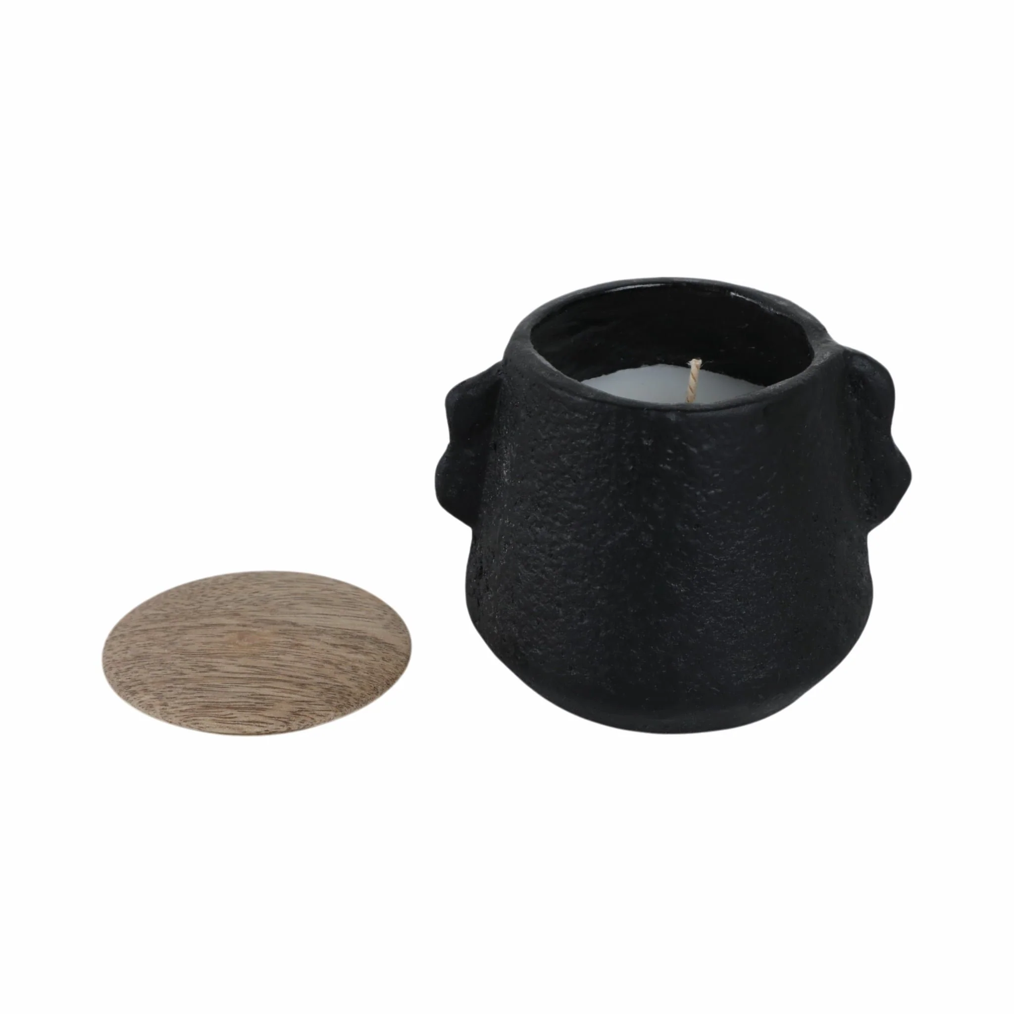 4" 8 Oz Balsam & Myrrh Eared Candle With Lid, Blk - Image 3