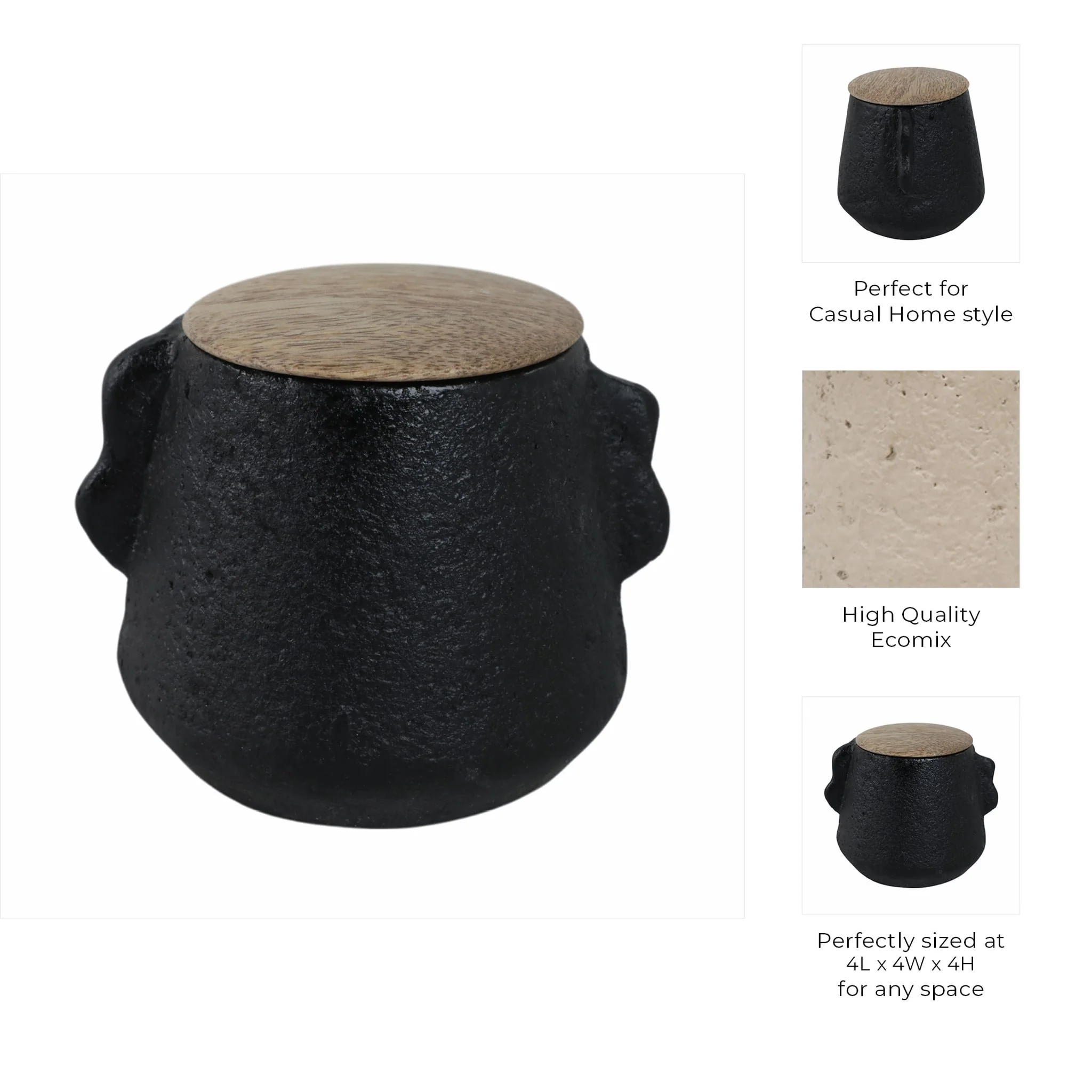 4" 8 Oz Balsam & Myrrh Eared Candle With Lid, Blk - Image 8