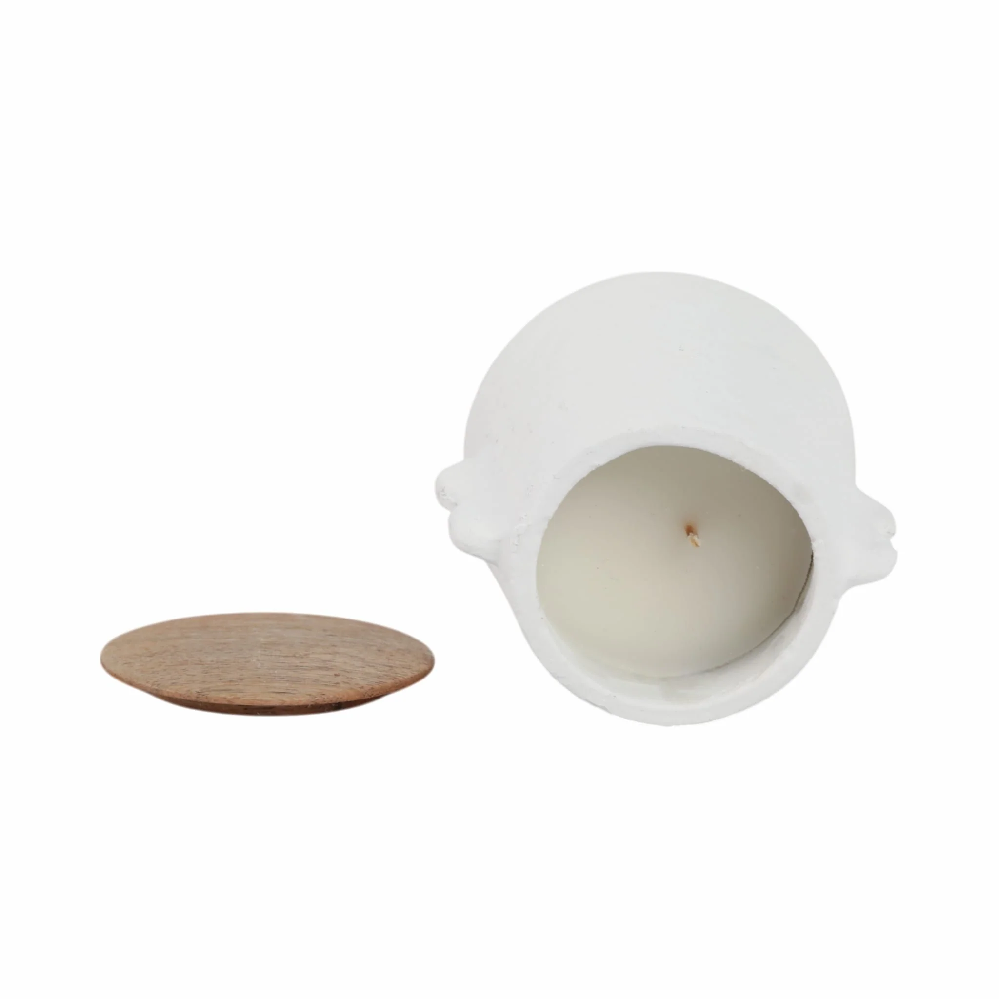 4" 8oz Eucalyptus & Sage Eared Cndle With Lid, Wht - Image 4