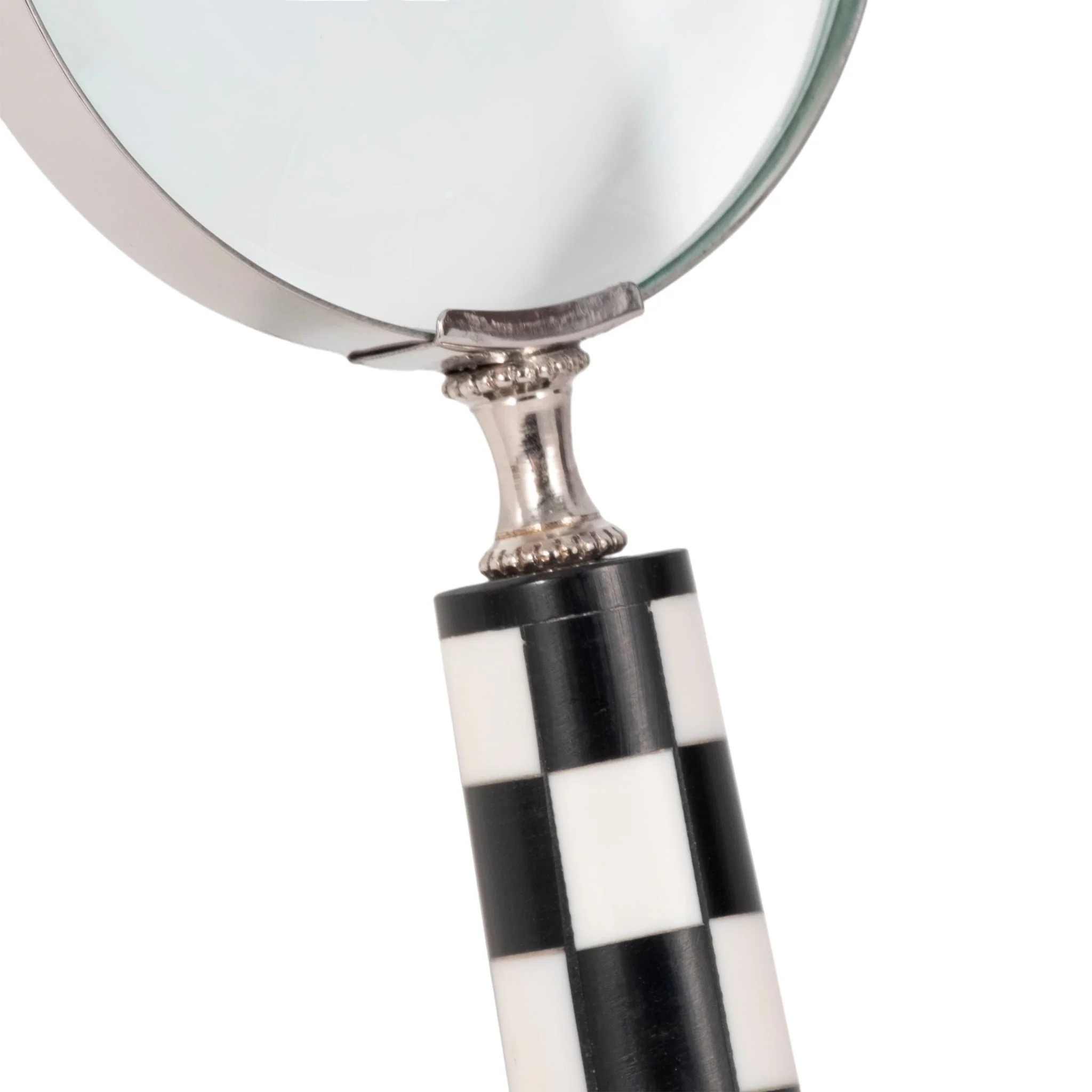 4" Checkerboard Handle Magnifying Glass, Black/whi - Image 4