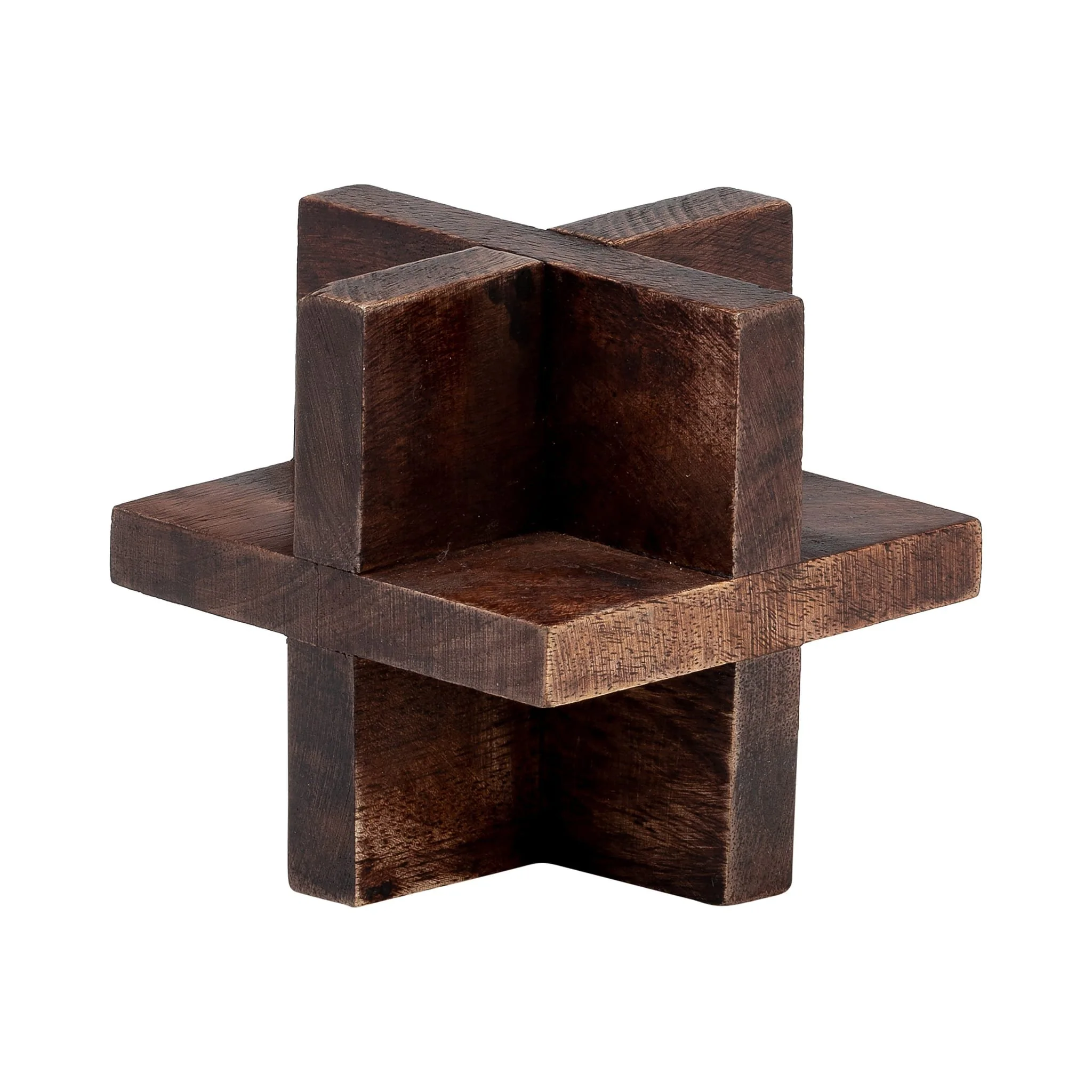 4", Cross Wooden Orb, Brown - Image 3