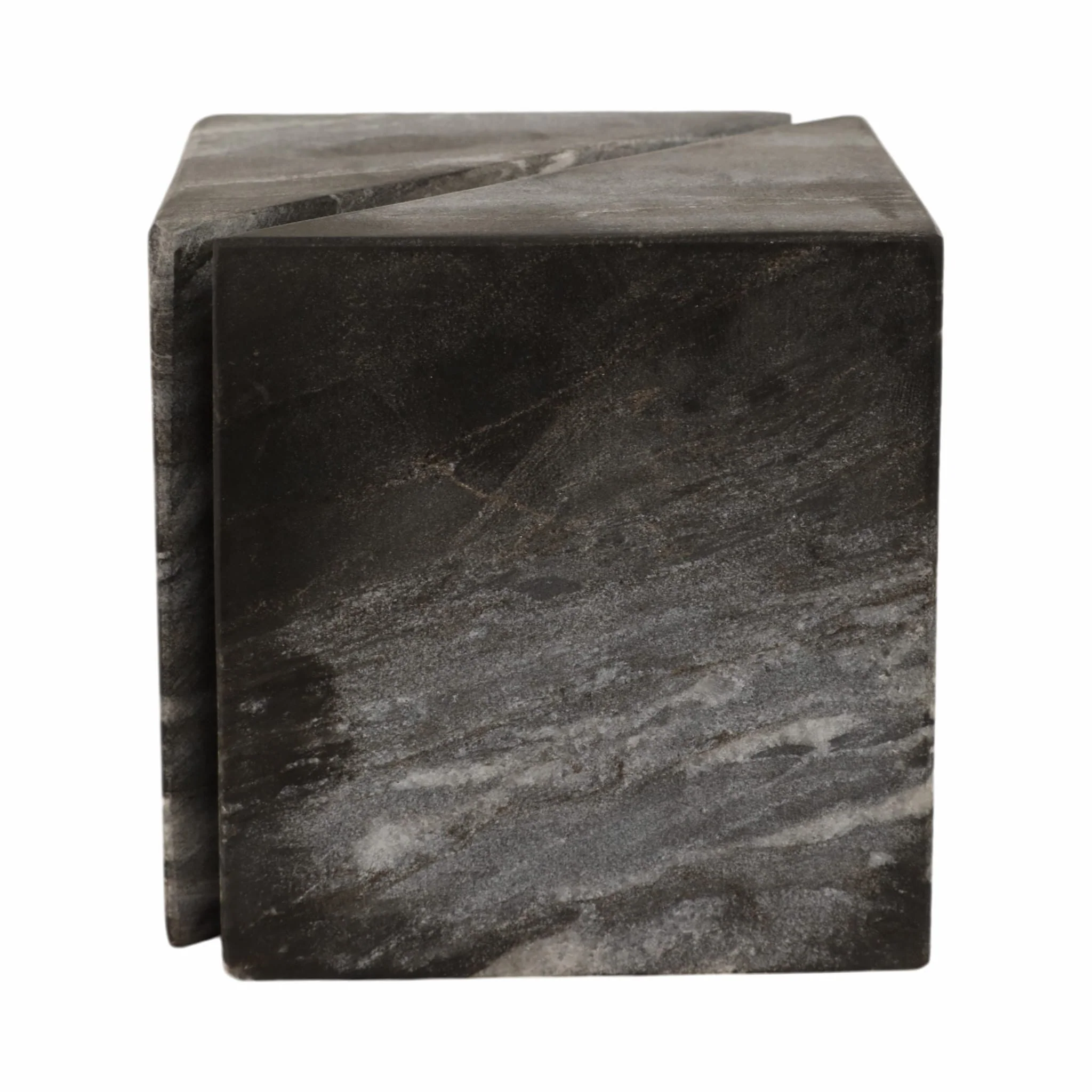 4" Cut Marble Cube, Grey - Image 6