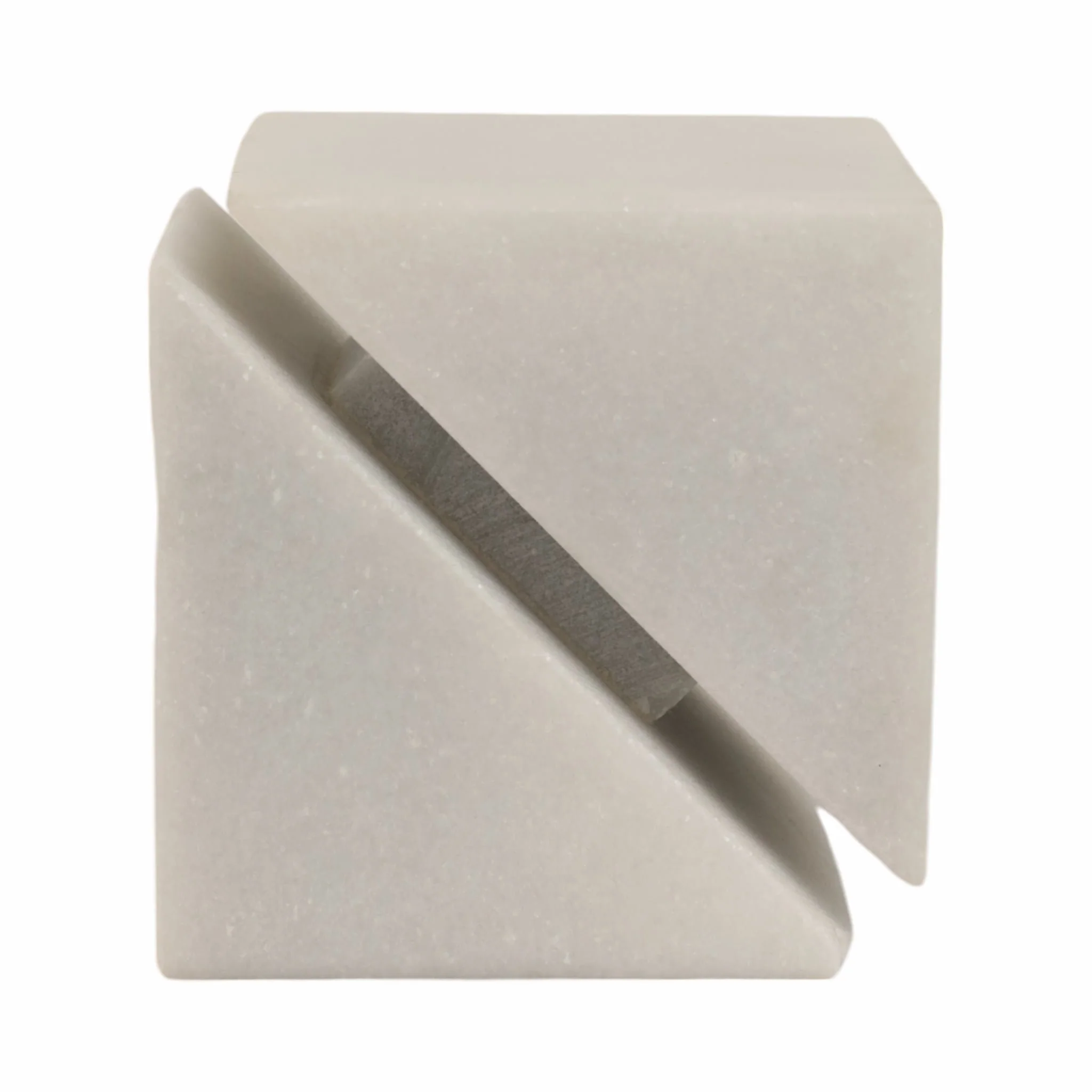4" Cut Marble Cube, White - Image 4