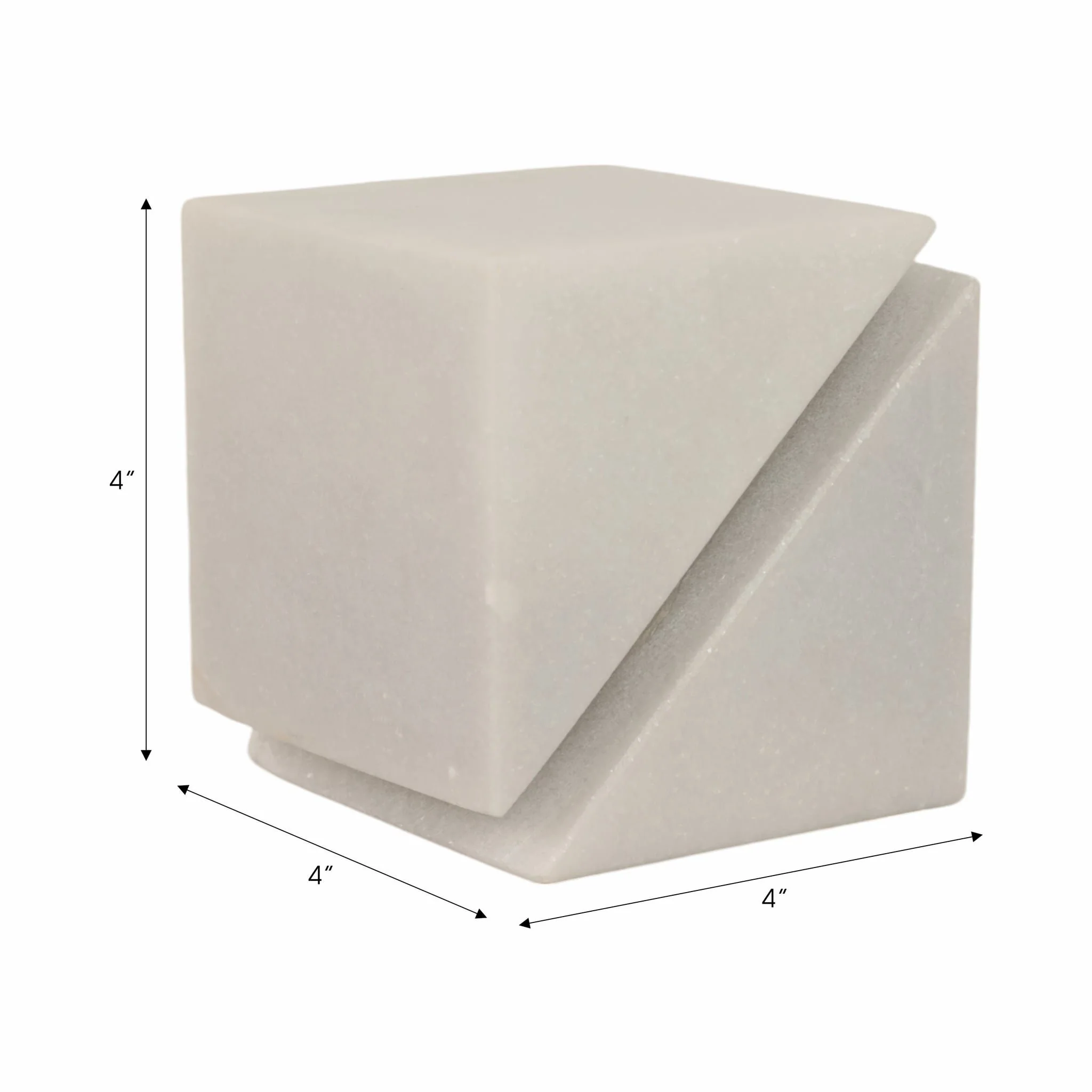 4" Cut Marble Cube, White - Image 8