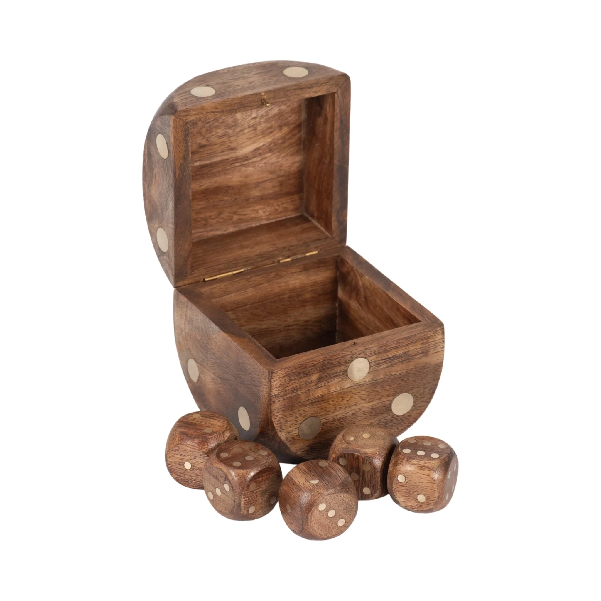 4" Dice Box With Dice Inside, Brown - Image 2