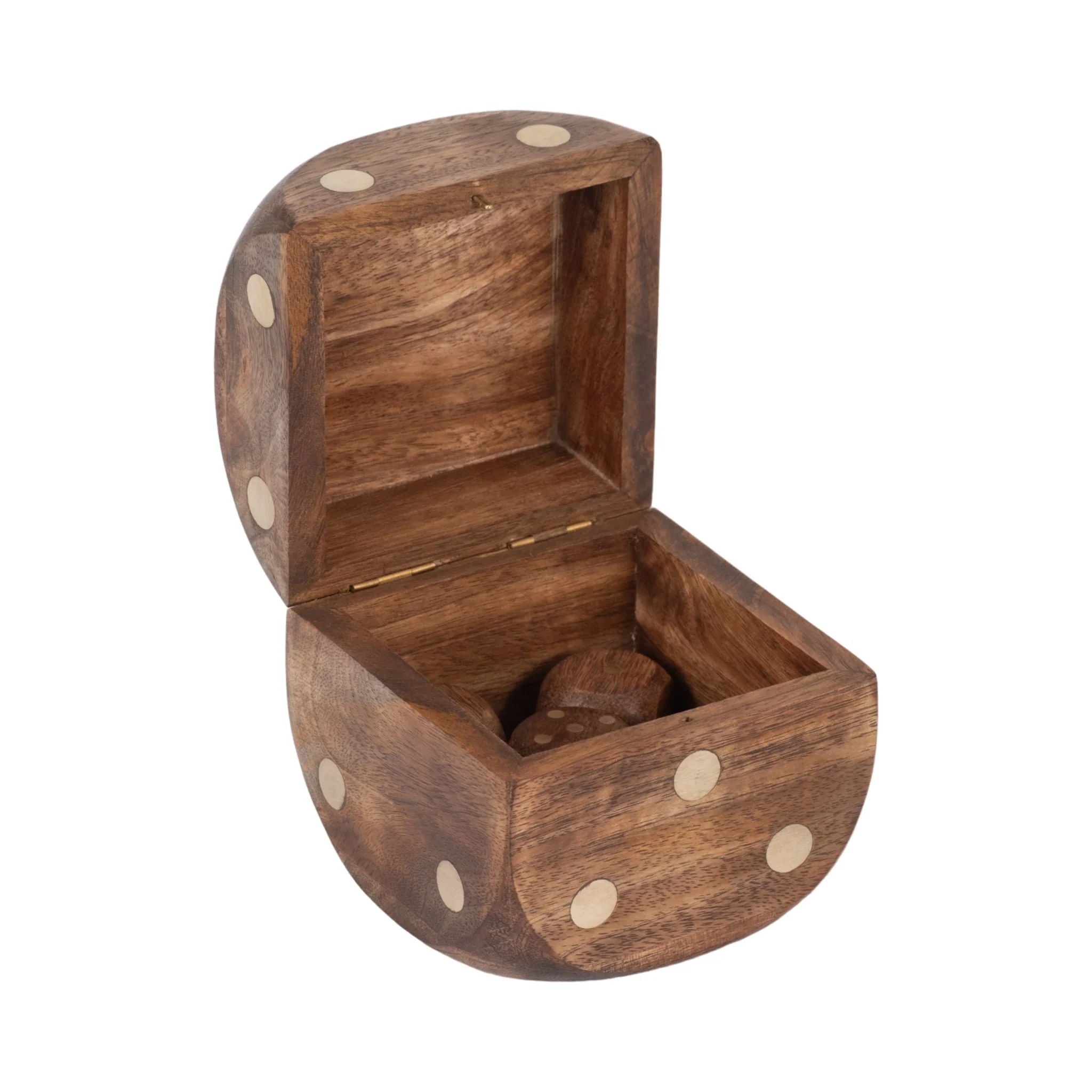 4" Dice Box With Dice Inside, Brown - Image 4