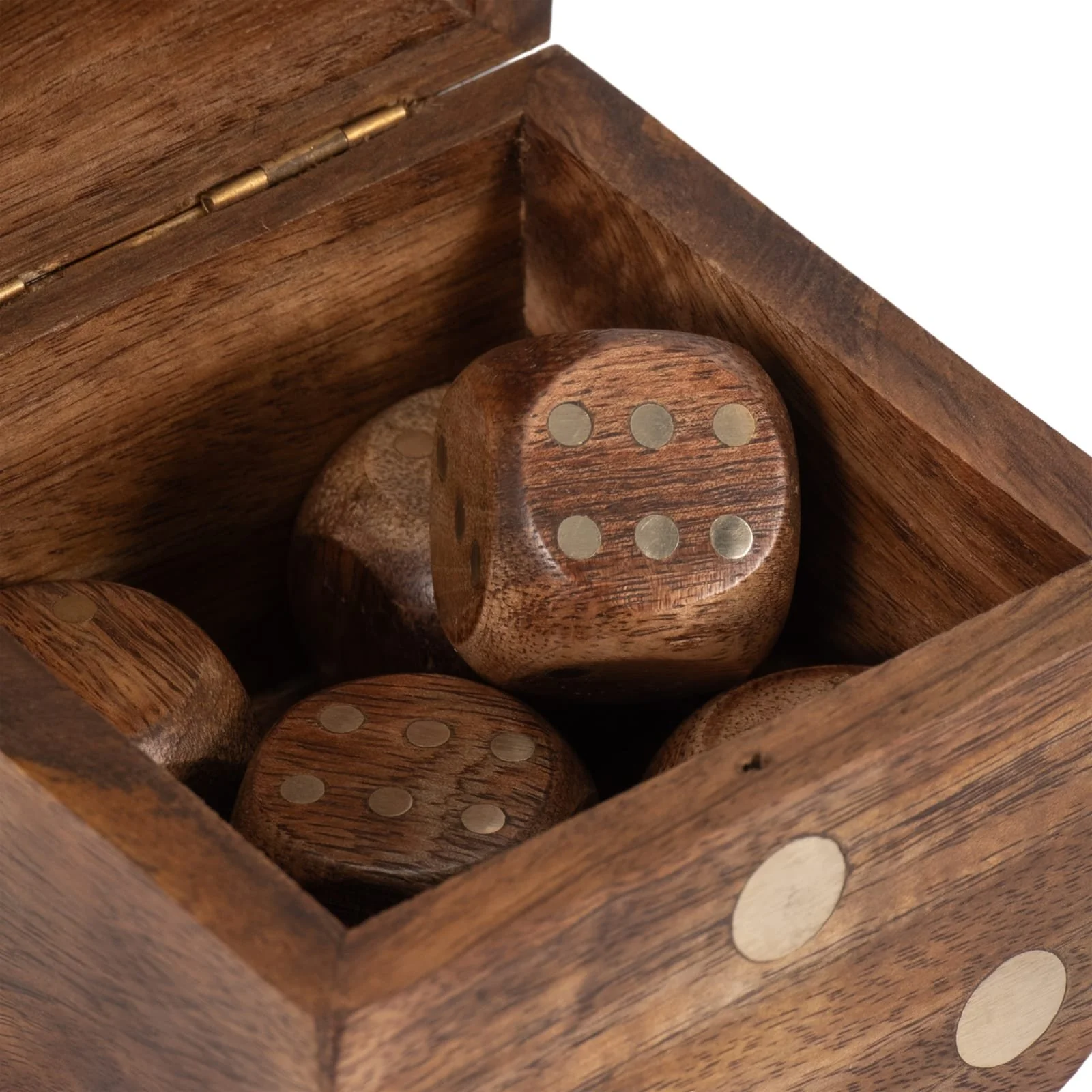 4" Dice Box With Dice Inside, Brown - Image 6