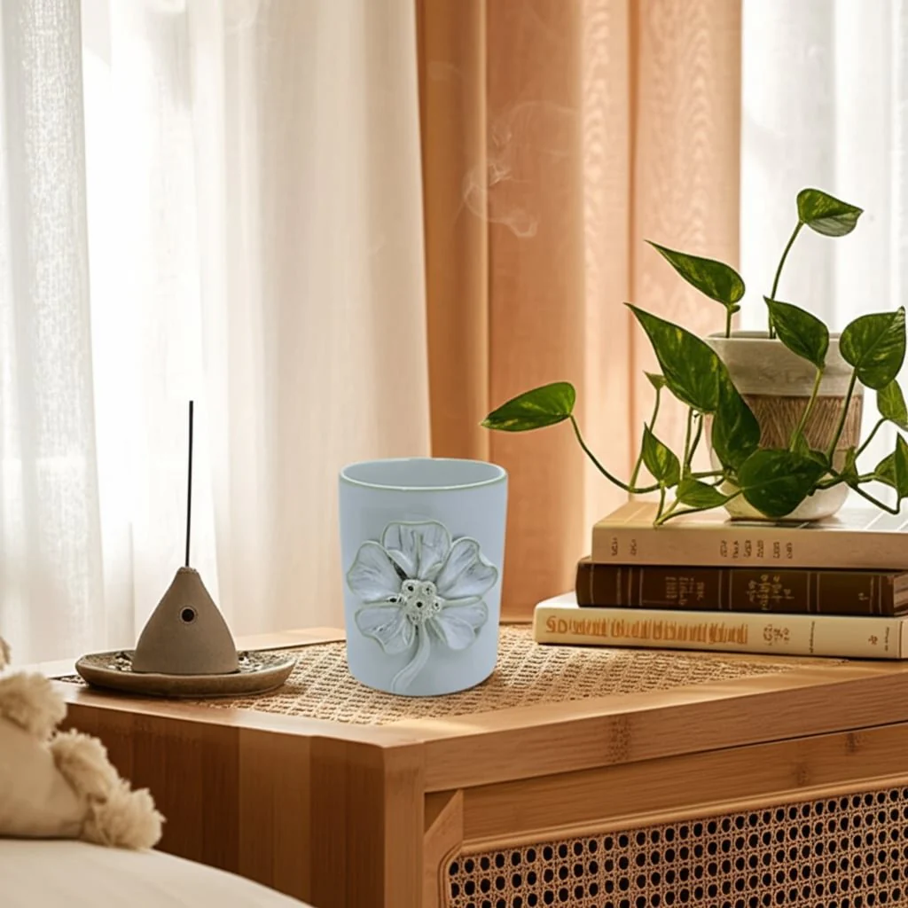 4" Flower Applique Pencil Cup, Ivory - Image 7