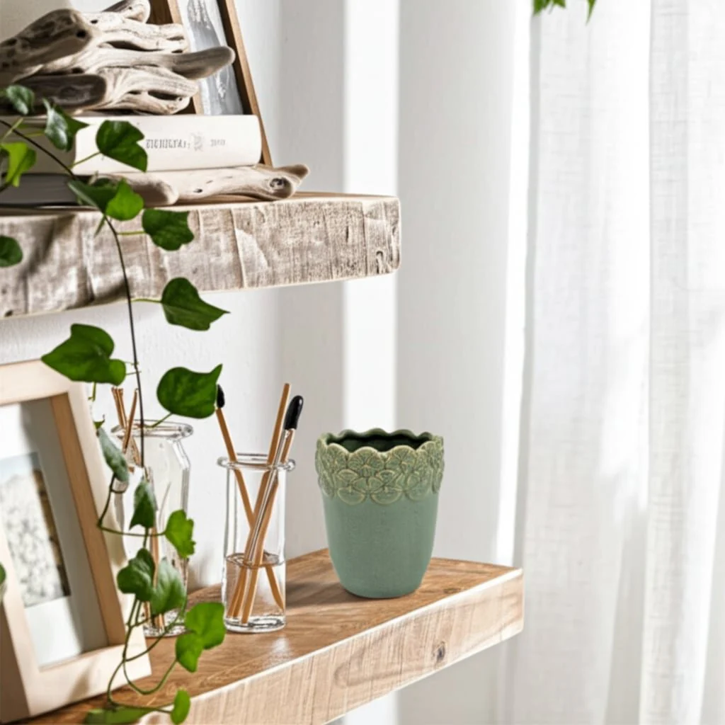 4" Flower Border Pencil Cup, Green - Image 8