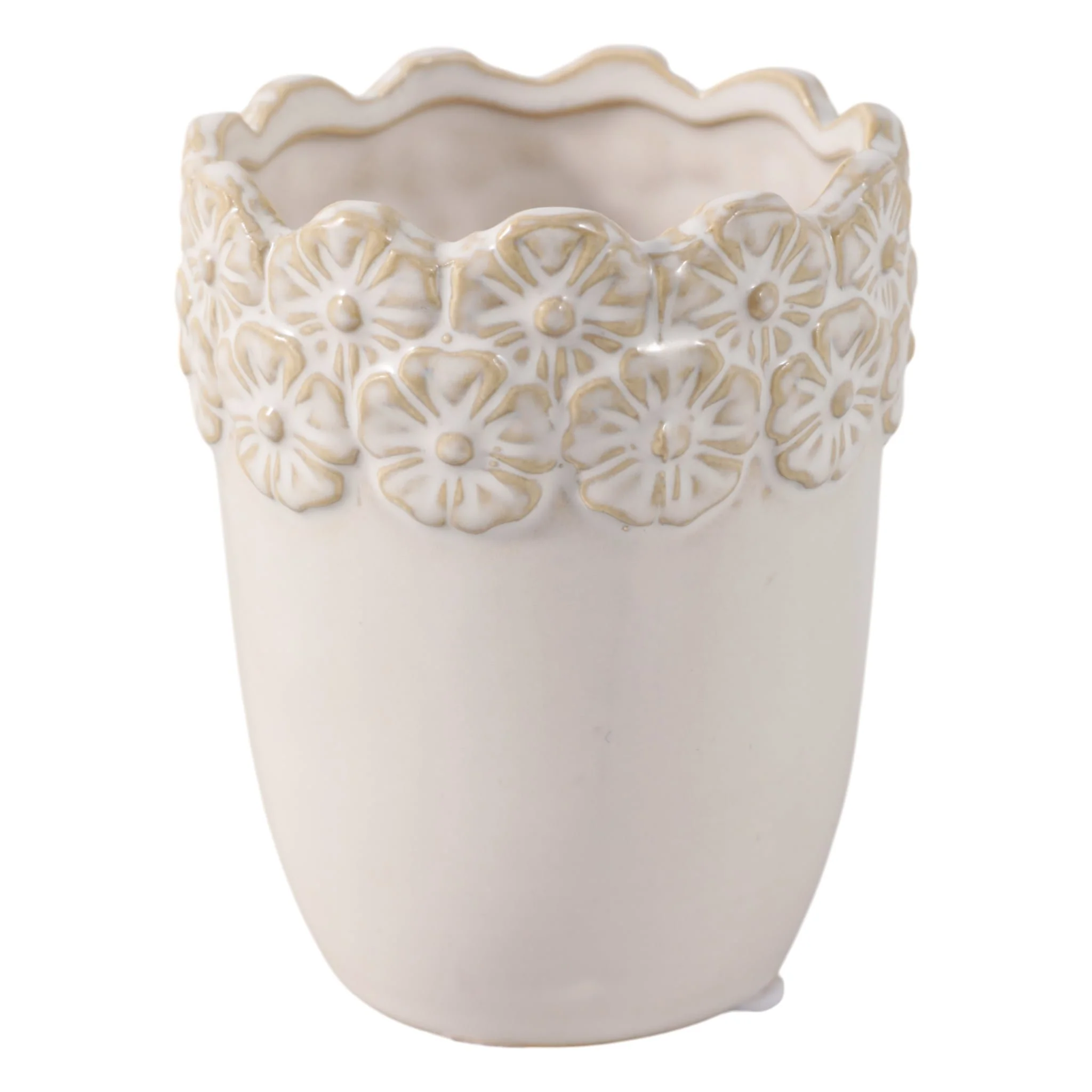 4" Flower Border Pencil Cup, Ivory - Image 4