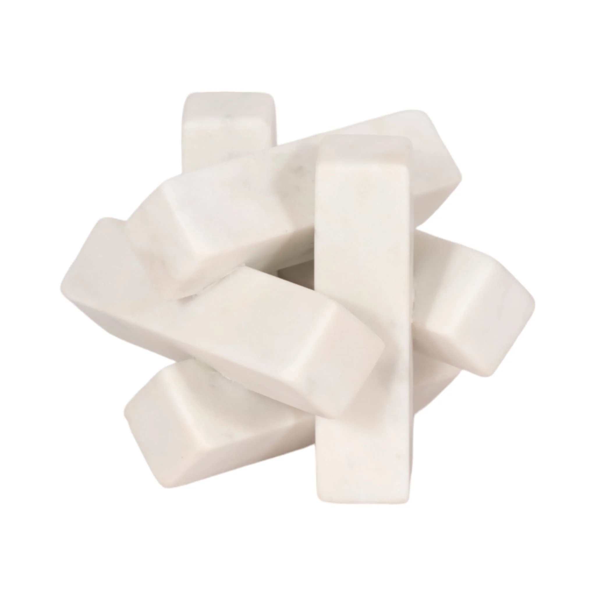 4" Marble Geometric Orb, White - Image 2