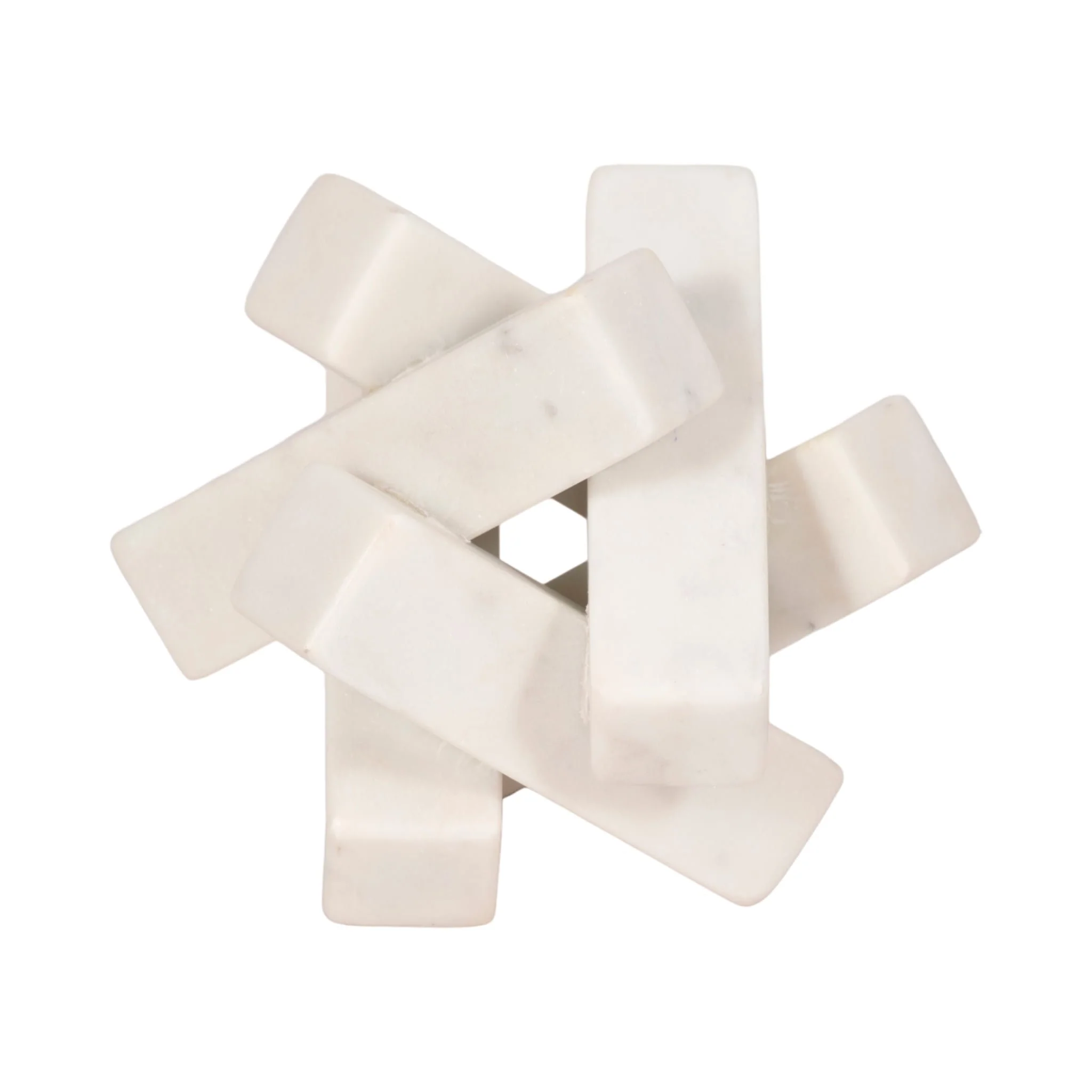 4" Marble Geometric Orb, White - Image 4