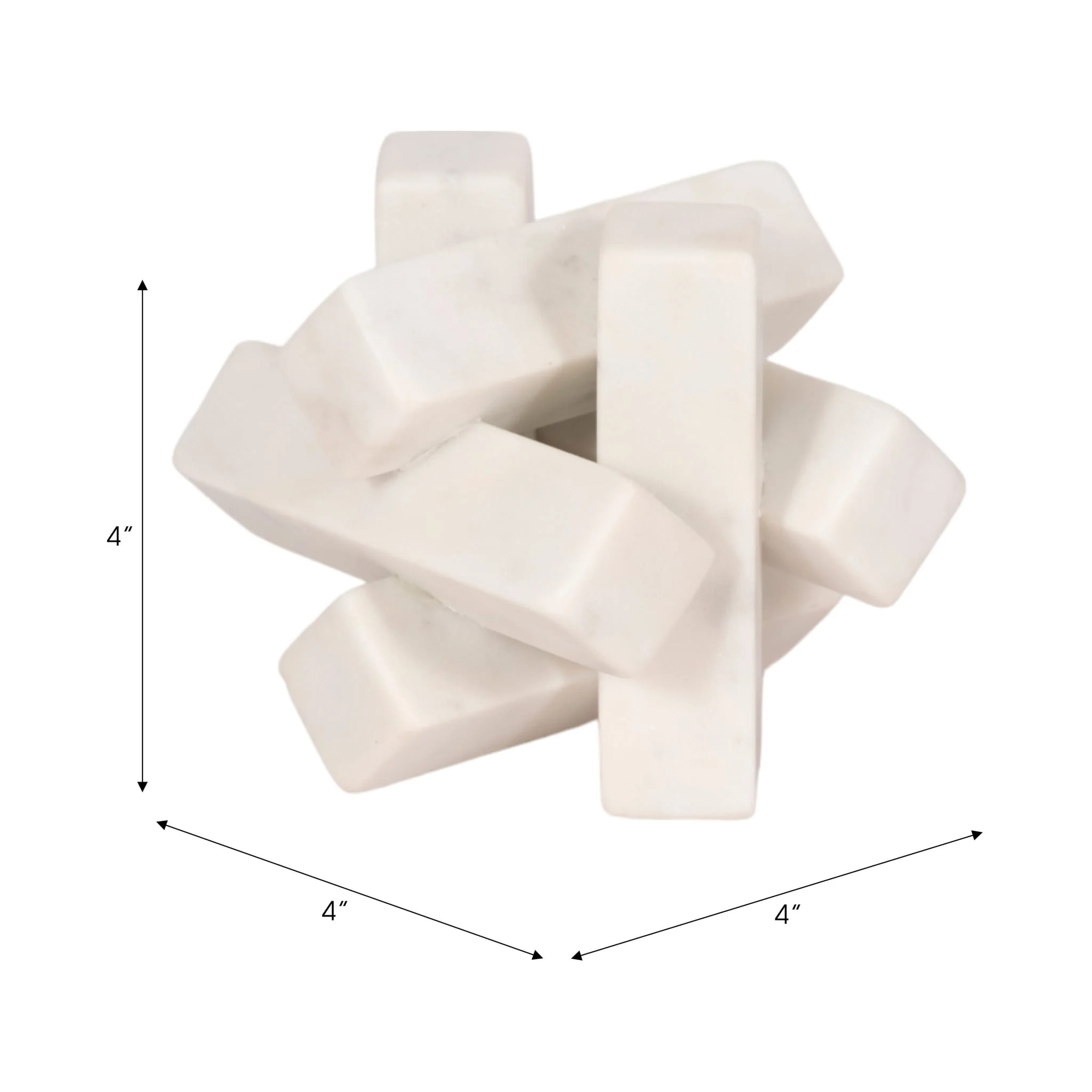 4" Marble Geometric Orb, White - Image 8
