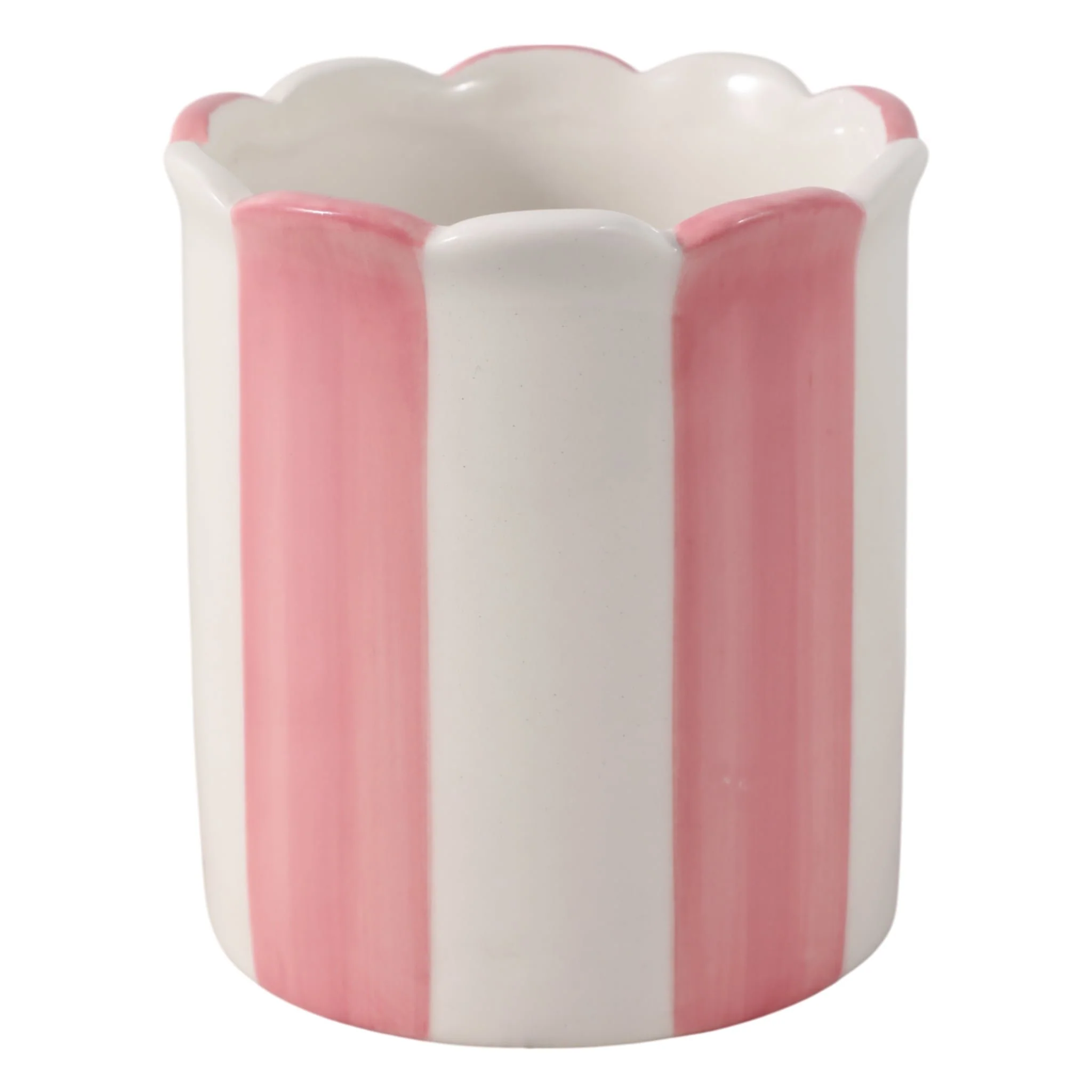 4" Striped Pencil Cup, Pink/ivory - Image 4