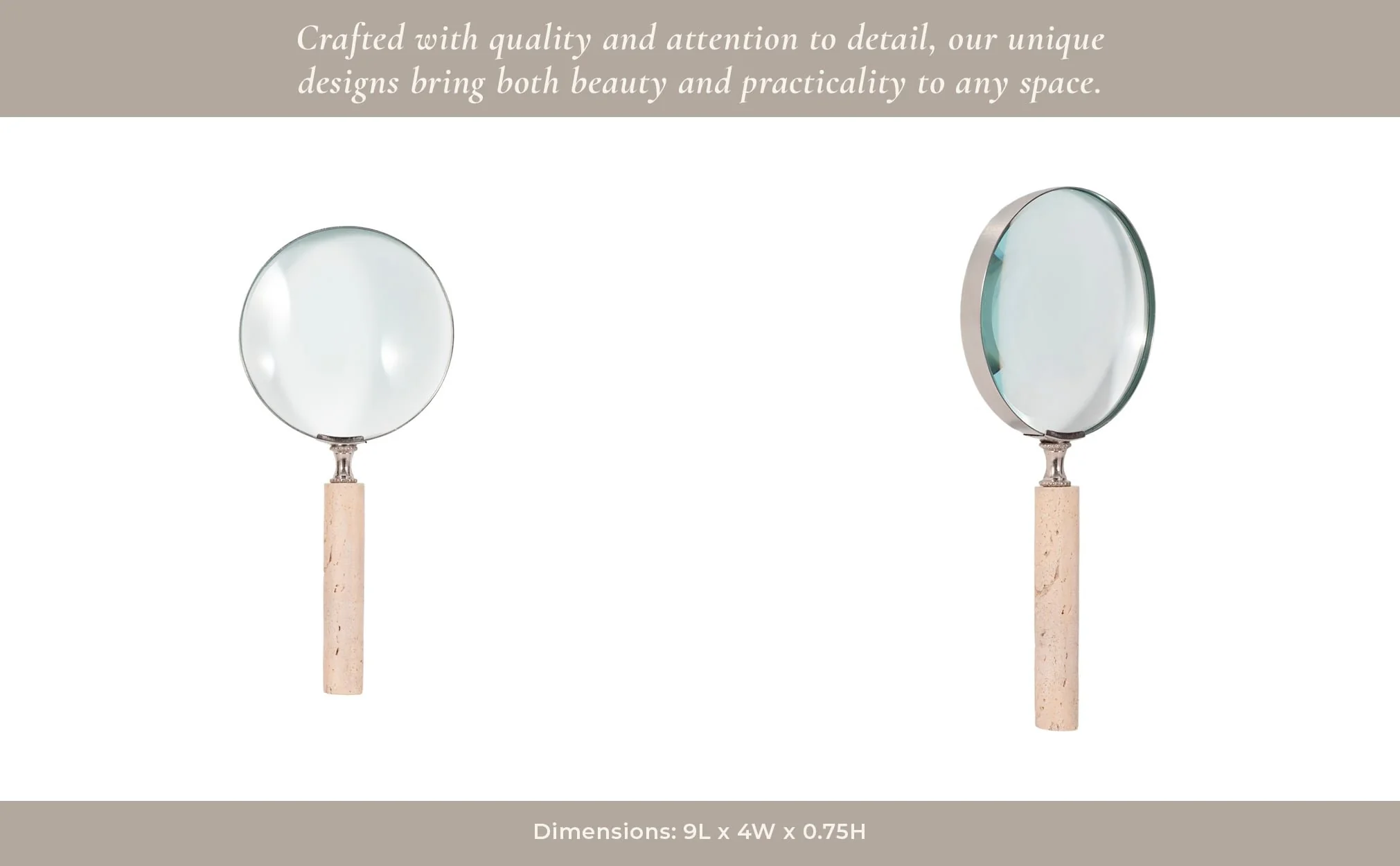 4" Travertine Handle Magnifying Glass, Tan - Image 10