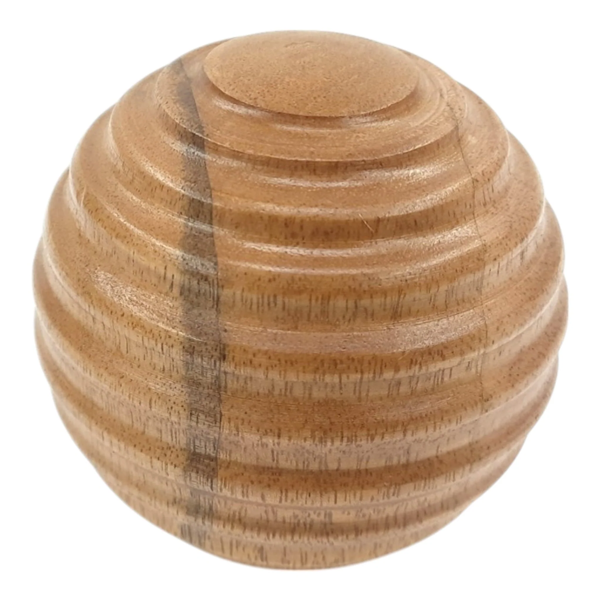 4" Wooden Orb W/ Ridges, Natural - Image 4