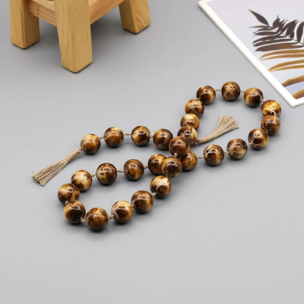 40" Swirled 2" Resin Beaded Garland, Brown - Image 12